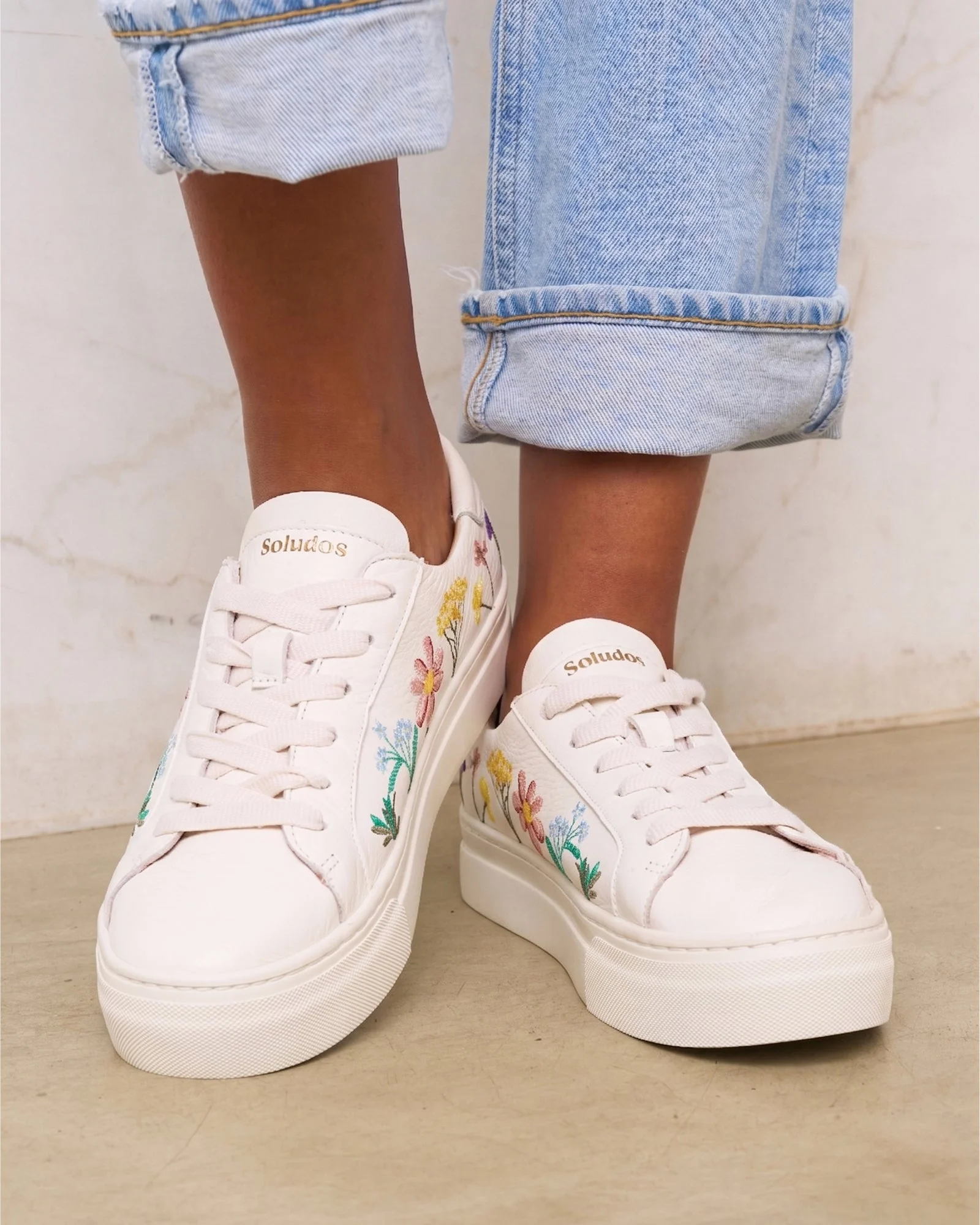 Womens | Ibiza Platform Sneaker | Embroidery | Pressed Florals - Oasis White - Image 4
