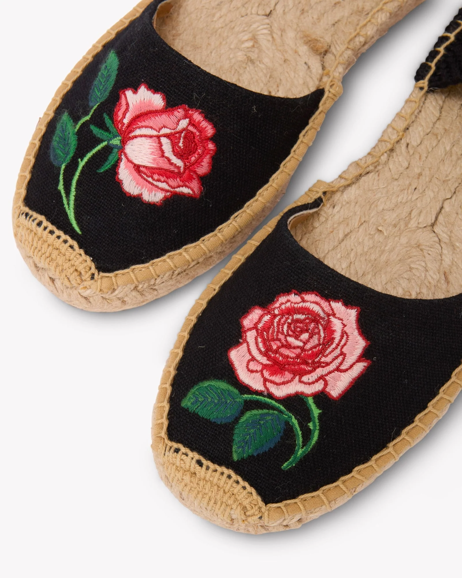 Womens | Lauren Lace Up Espadrille | Embroidery | Wild Roses - Noche Black - Image 4
