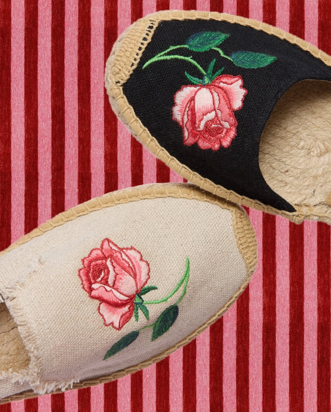 Womens | Smoking Mule Espadrille | Embroidery | Wild Roses - Natural Undyed - Image 4