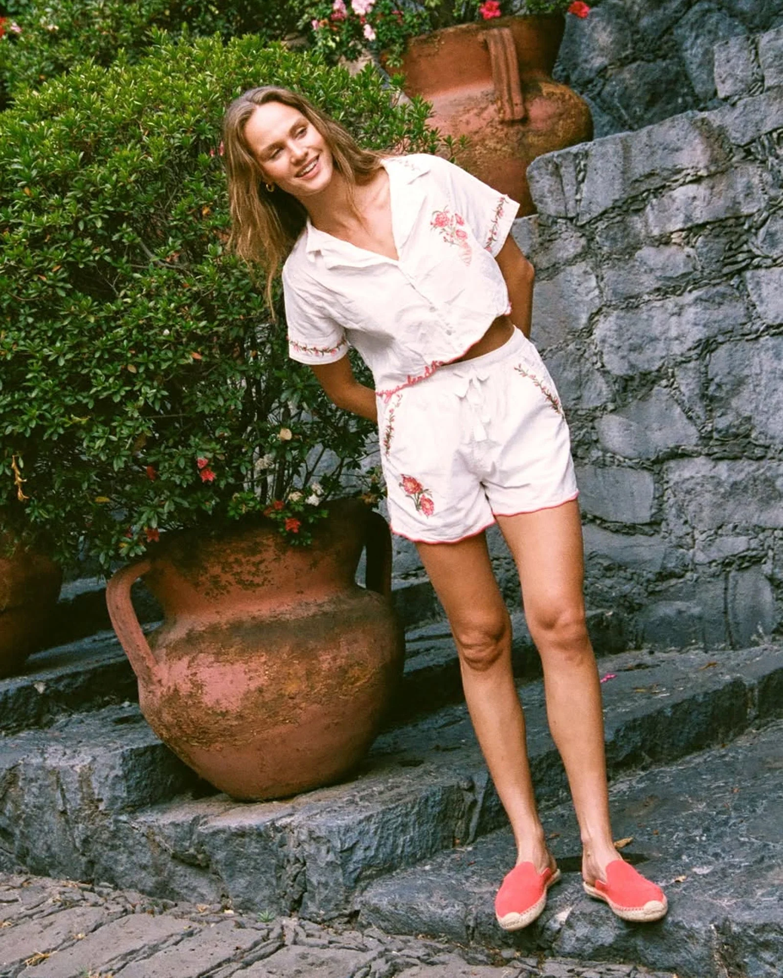 Womens | Smoking Mule Espadrille | Suede | Lava Red - Image 2