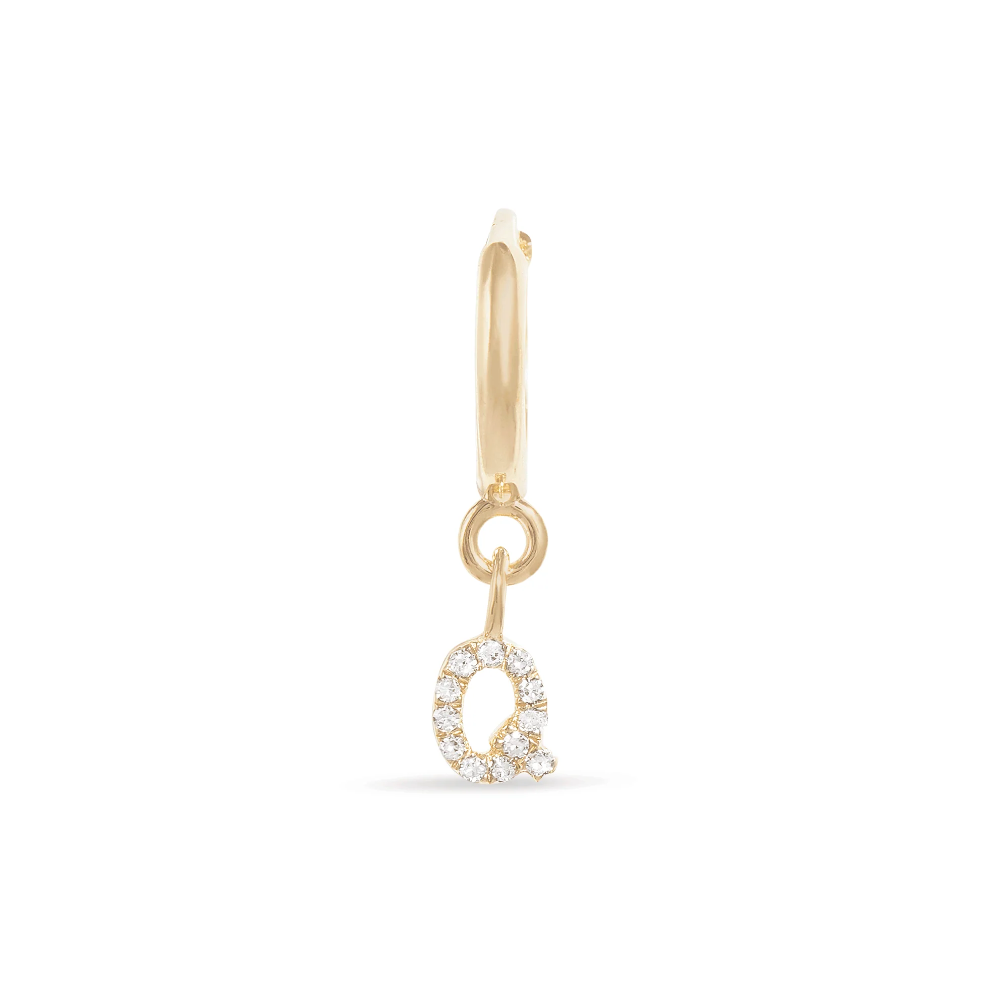 All Caps Pave Initial Huggie | 14K Yellow Gold | White Diamond - Image 2