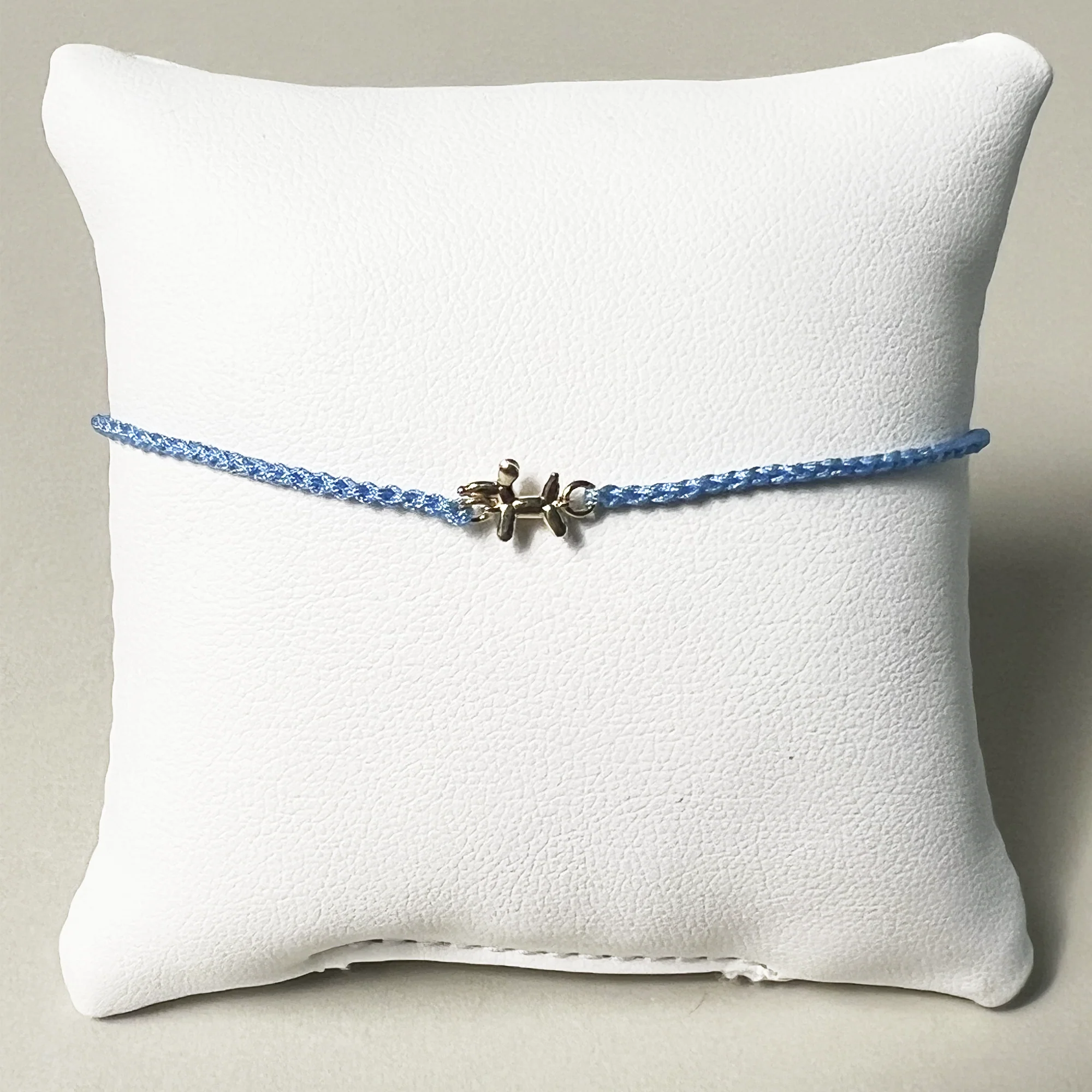 Balloon Dog Cord Bracelet | 10K Yellow Gold | Light Blue