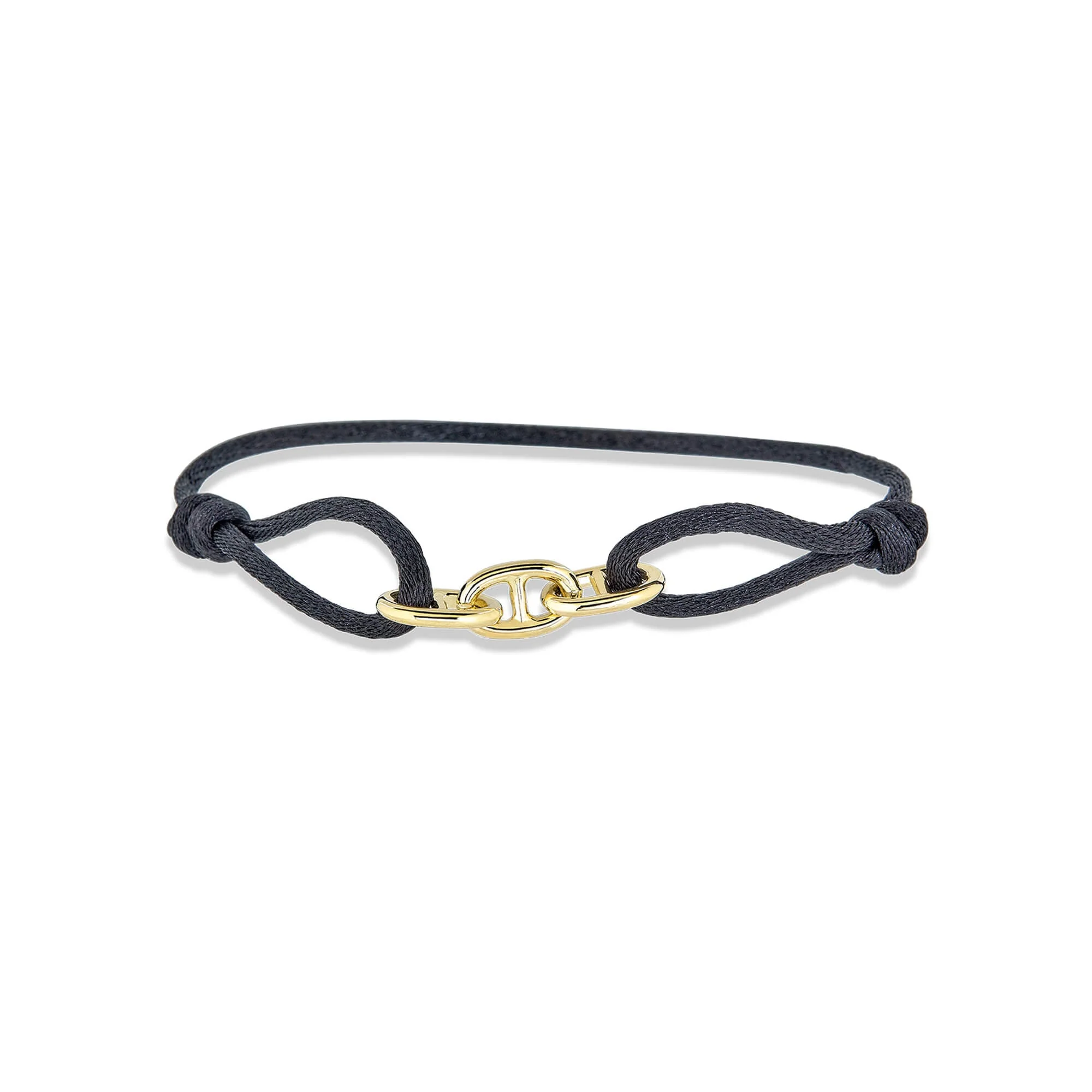 Beacon Friendship Bracelet | 14K Yellow Gold | Black Cord