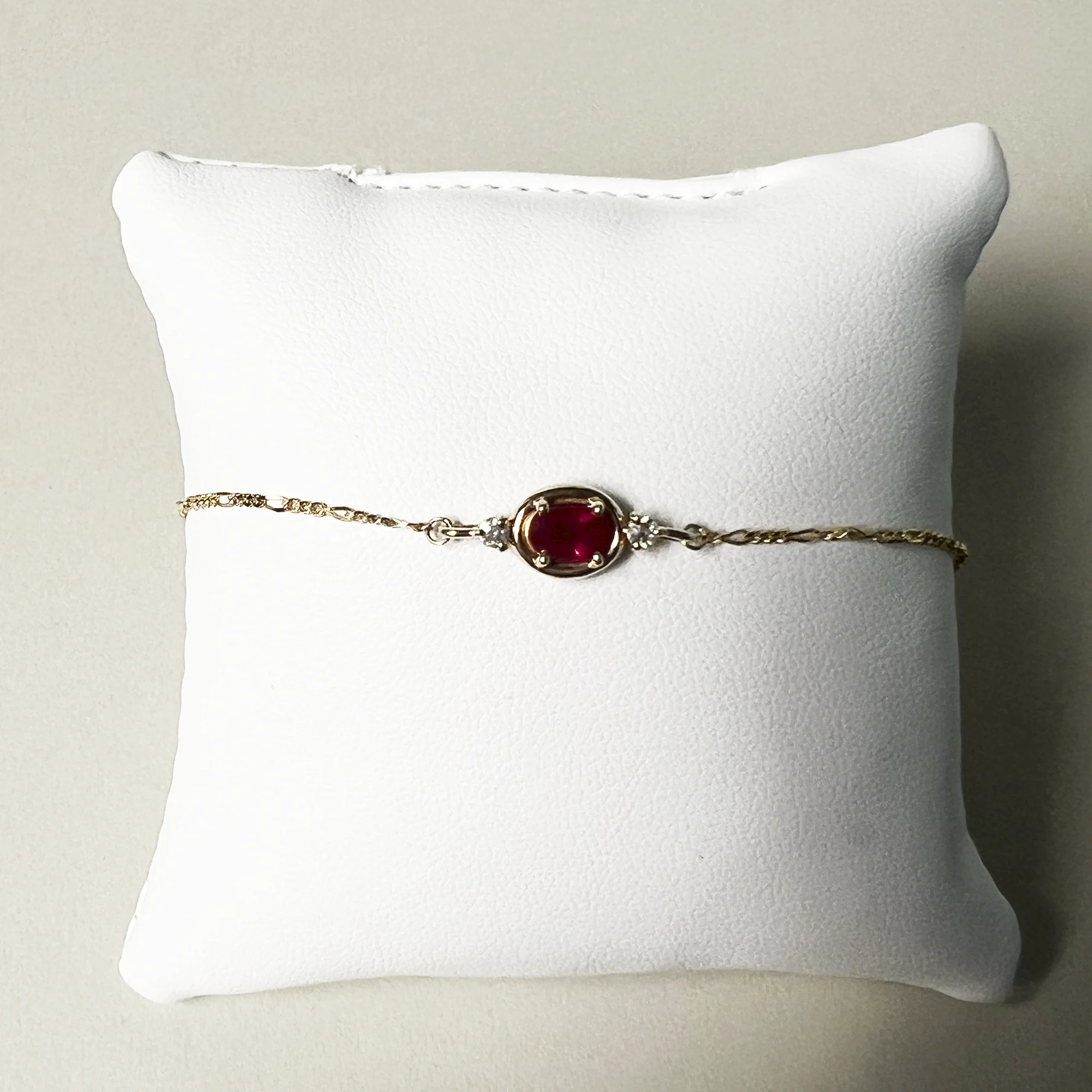 Bonbon Bracelet | 10K Yellow Gold | 0.08 CTW Oval Green Emerald/White Diamond
