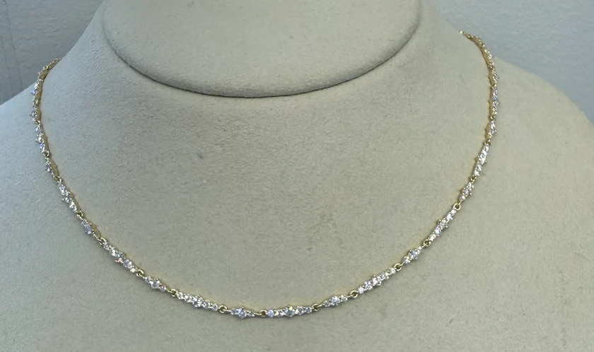 Center Stage Choker Necklace | 10K Yellow Gold | Round White Diamond - Image 2