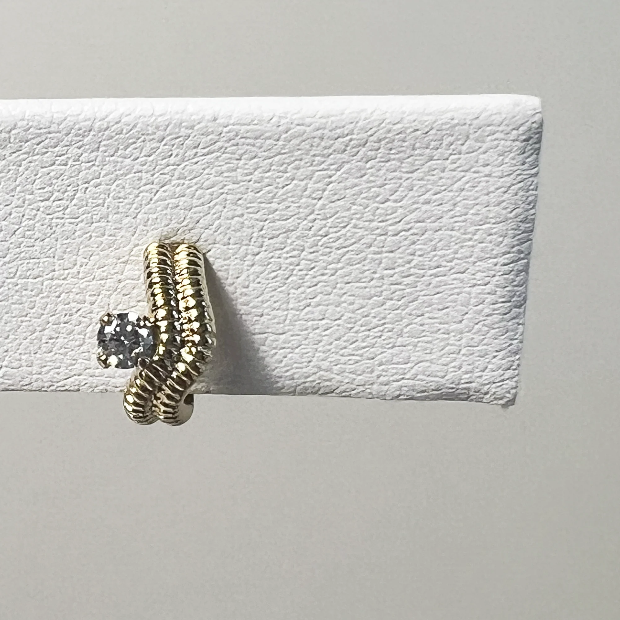 Cobra Double Wave Diamond Ear Huggie | 14K Yellow Gold | 0.2 CTW (Approx) White Diamond