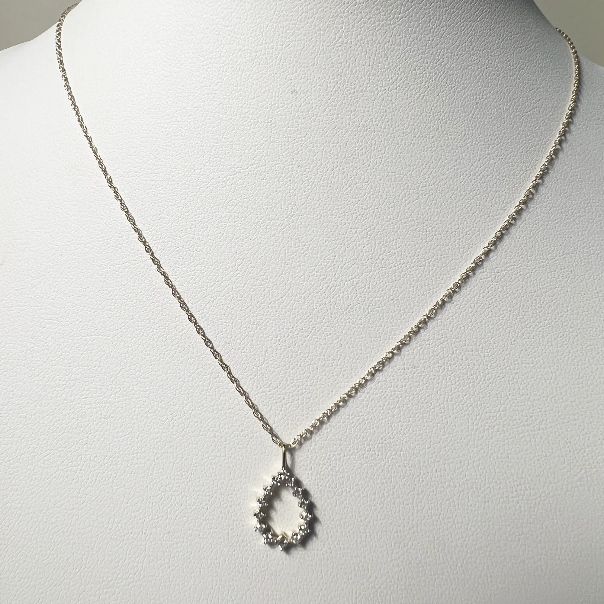 Diamond Blaze Droplet Necklace | 10K Yellow Gold | White Pave Diamond