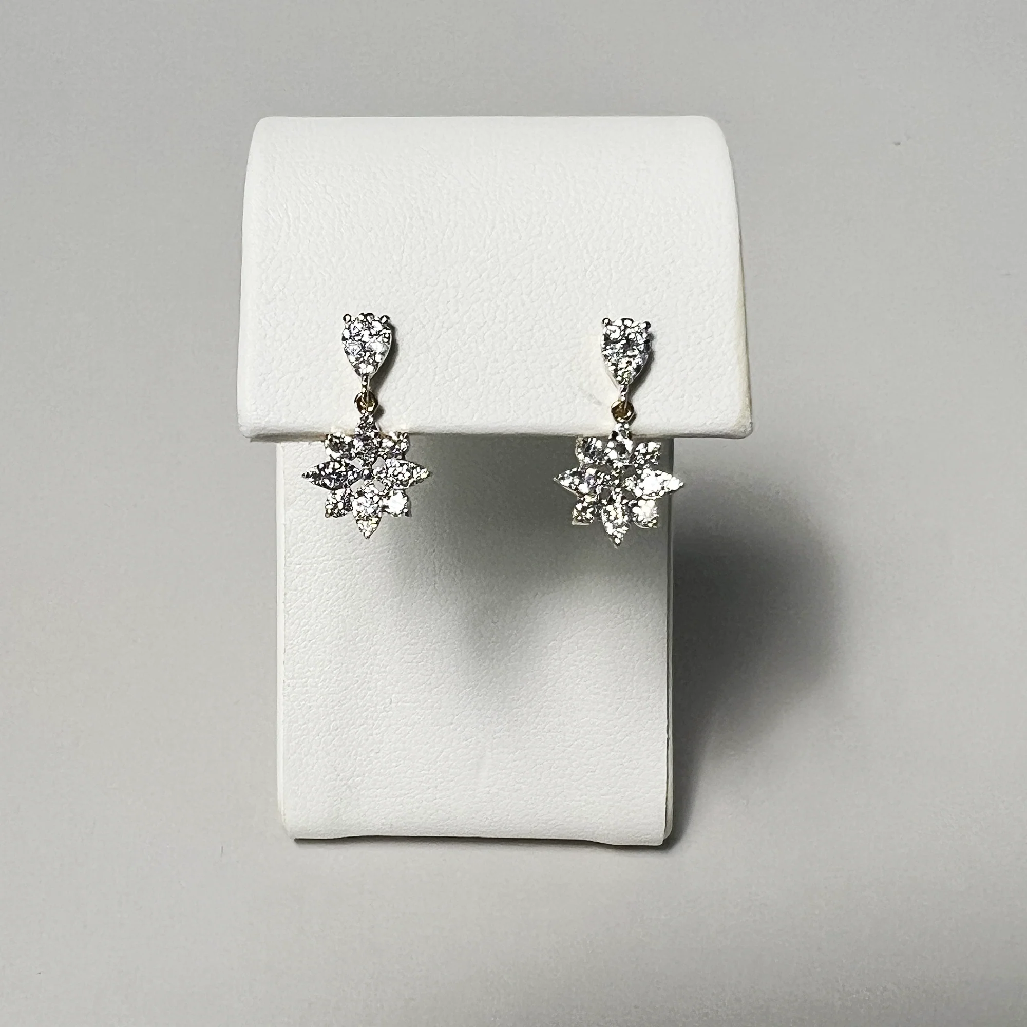 Diamond Tea Rose Drop Earring - V2 | 14K Yellow Gold
