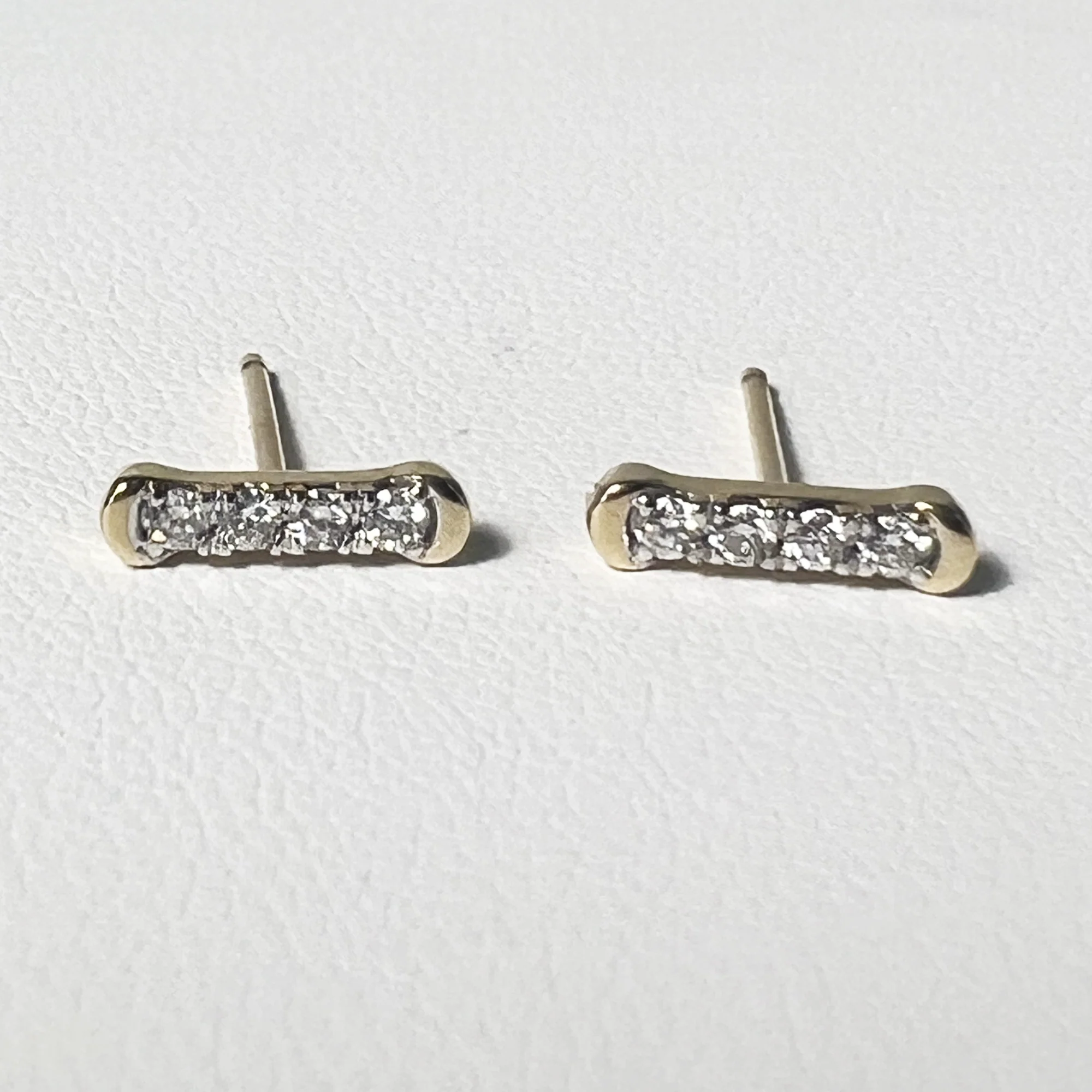 Diamond Top Stitch Earrings | 14K Yellow Gold | 0.12 CTW (Approx) White Diamond