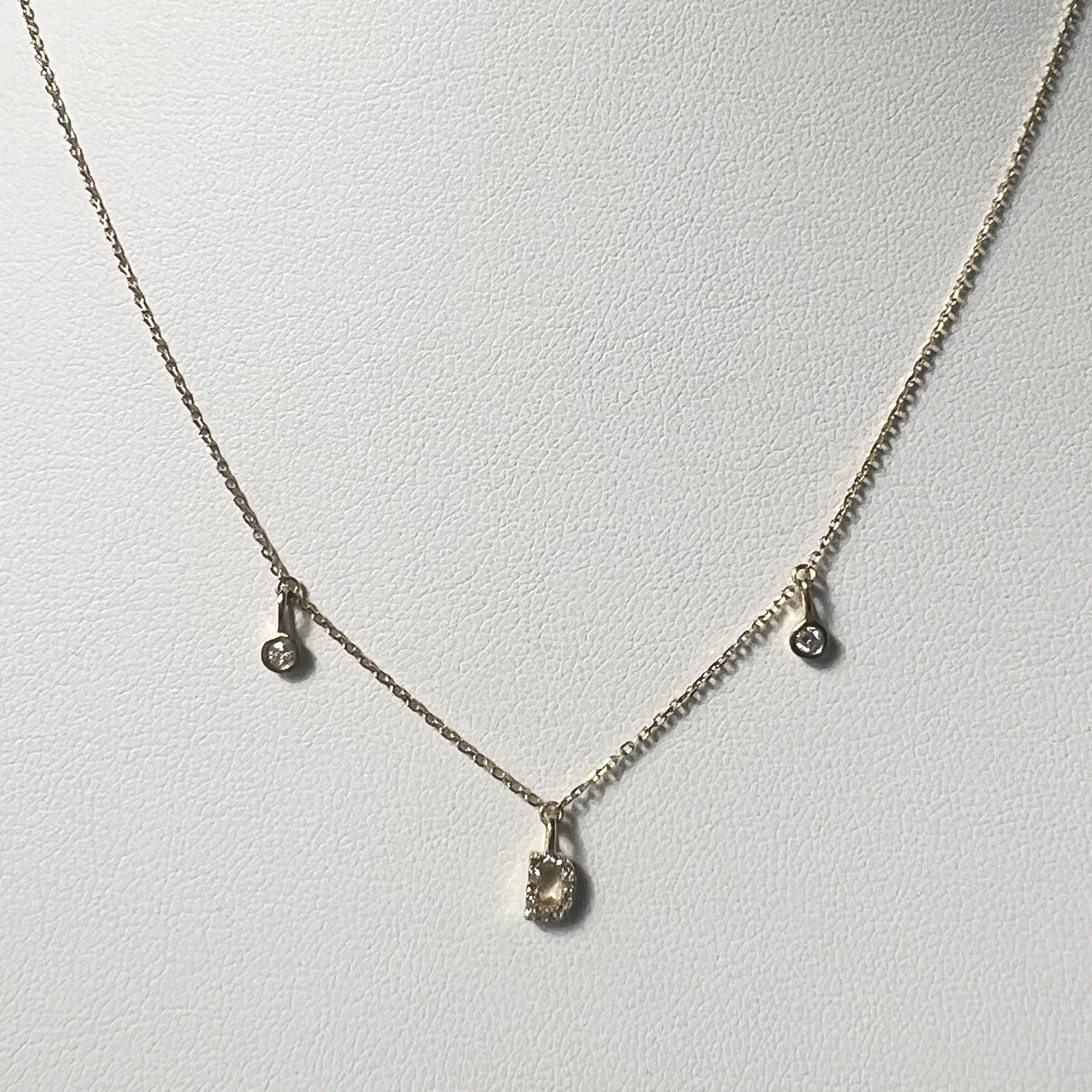 Double Diamond Initial Necklace | 10K Yellow Gold | White Diamond