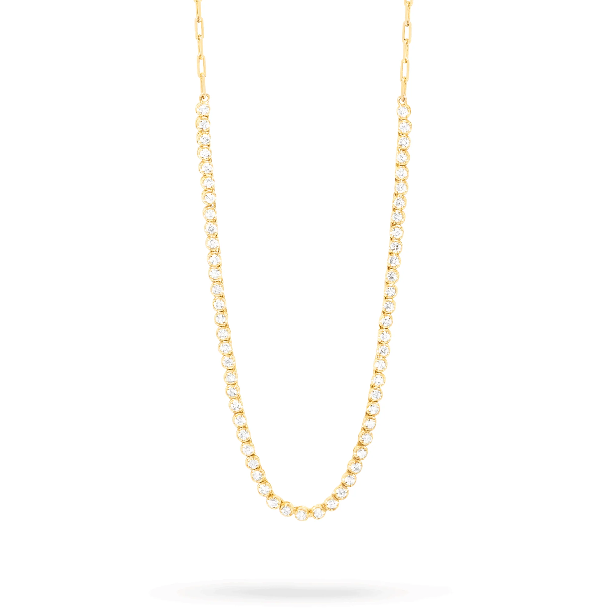 Drop Shot Diamond Tennis Necklace | 10K Yellow Gold | 0.9 CTW Round White Diamond Diamond