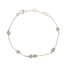 Faceted Shapes Station Bracelet | 14K Yellow Gold | White Diamond
