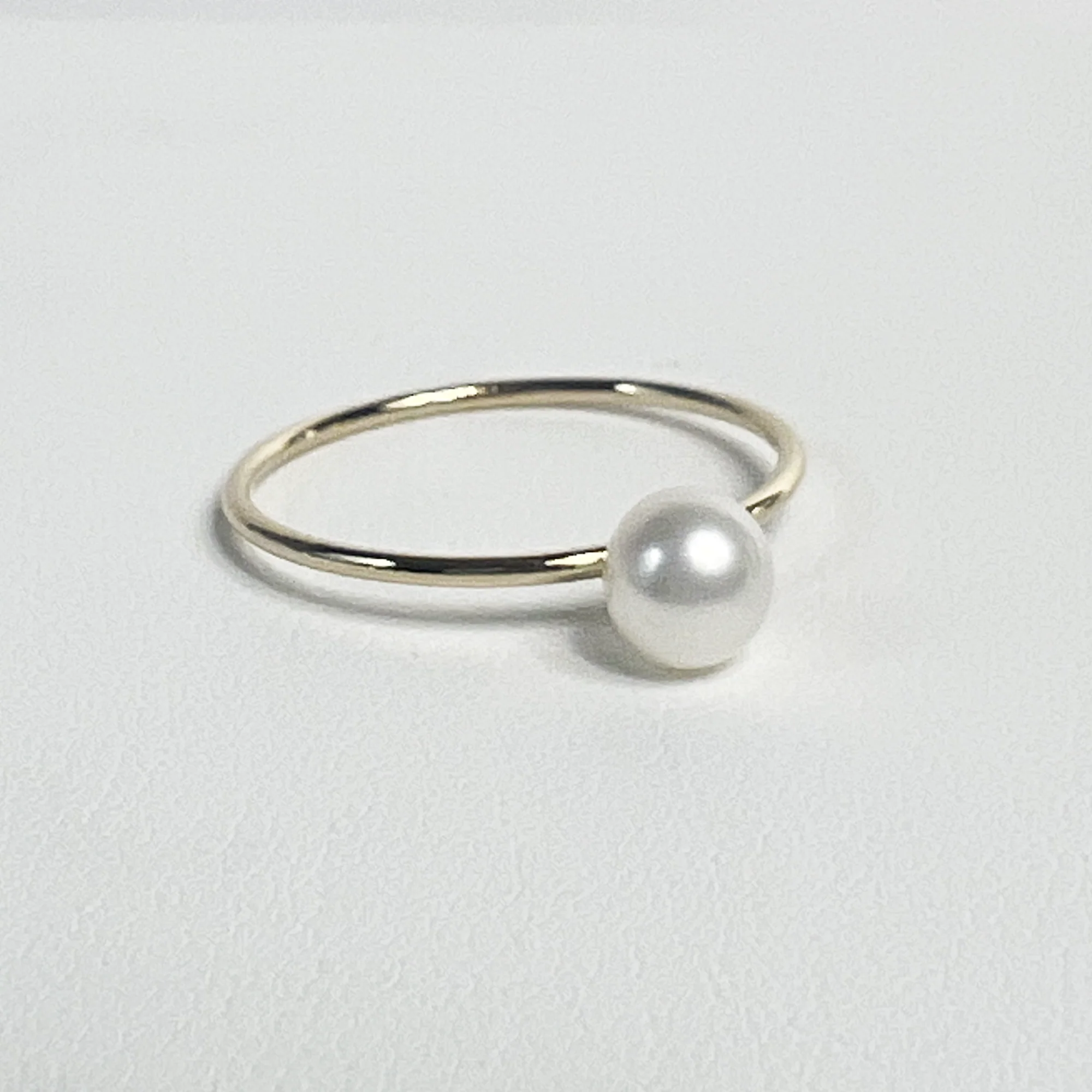 Filled Ring | 14K Yellow Gold | Round White Pearl