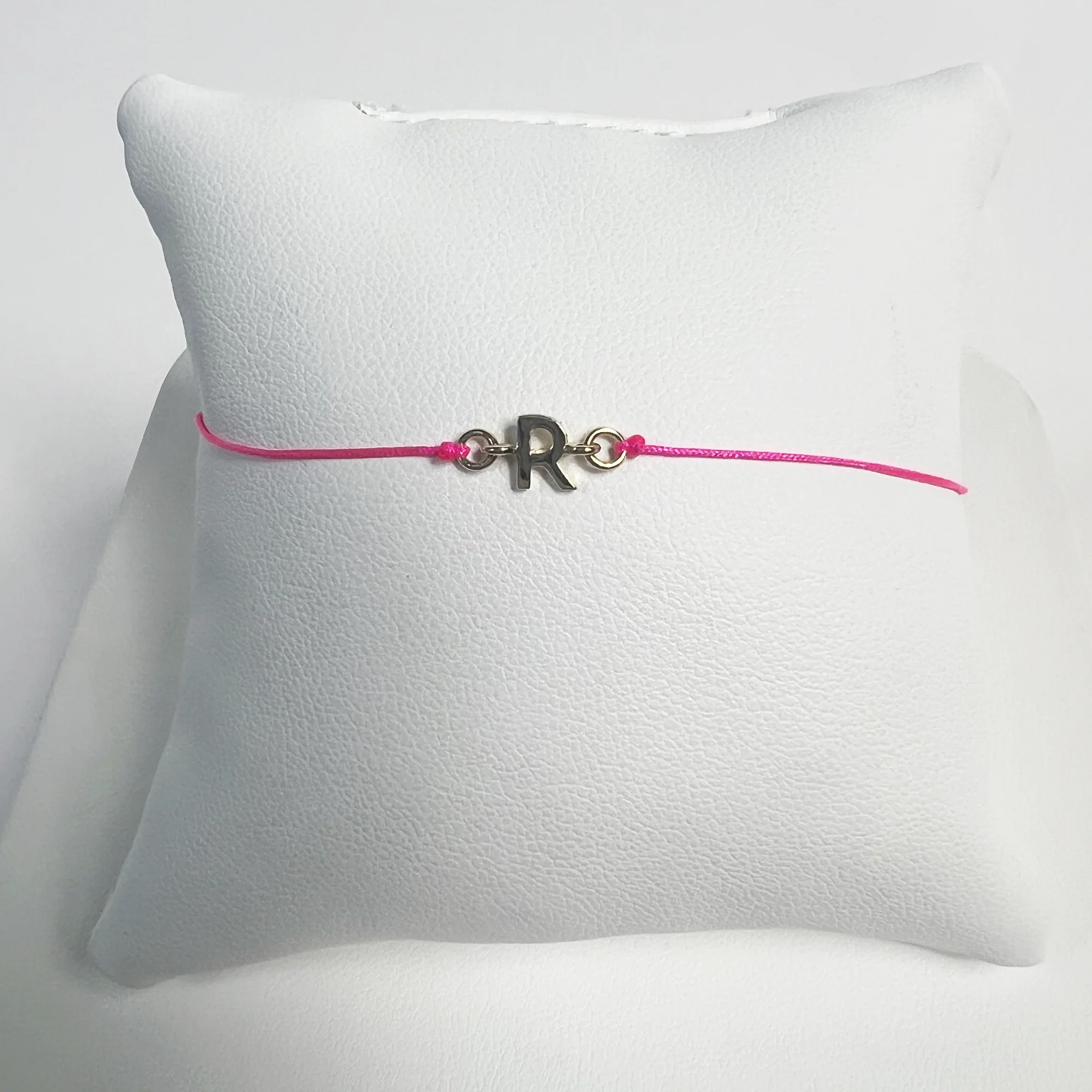 Friendship Initial Bracelet | 10K Yellow Gold | Hot Pink - Image 3