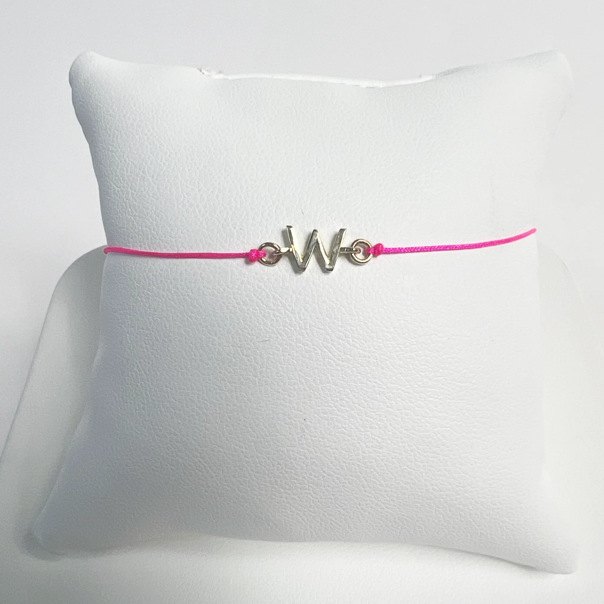 Friendship Initial Bracelet | 10K Yellow Gold | Hot Pink - Image 4
