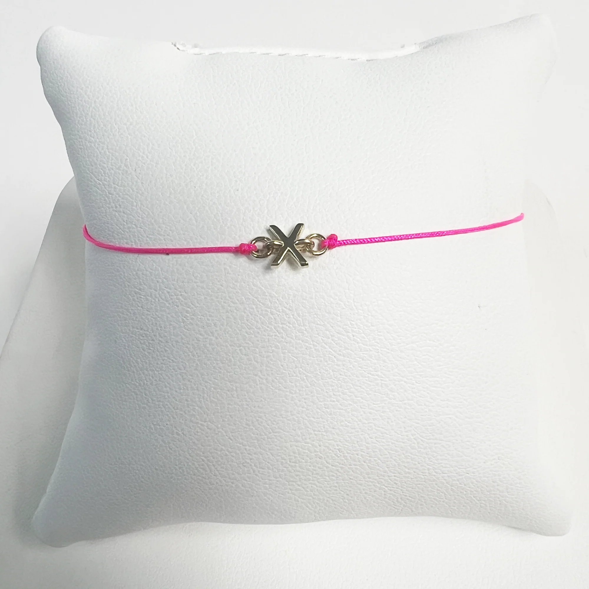 Friendship Initial Bracelet | 10K Yellow Gold | Hot Pink - Image 5