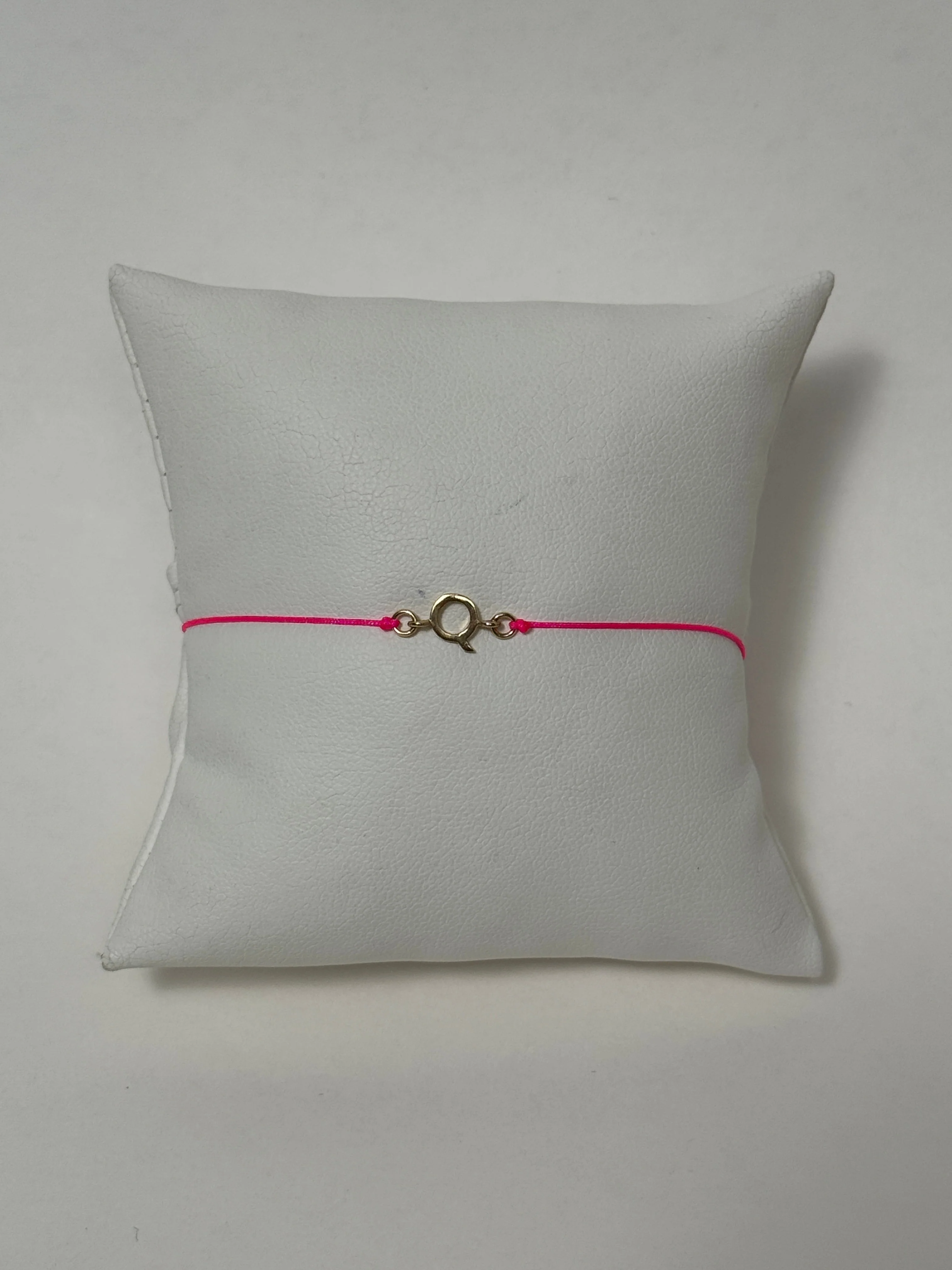 Friendship Initial Bracelet | 10K Yellow Gold | Hot Pink - Image 7