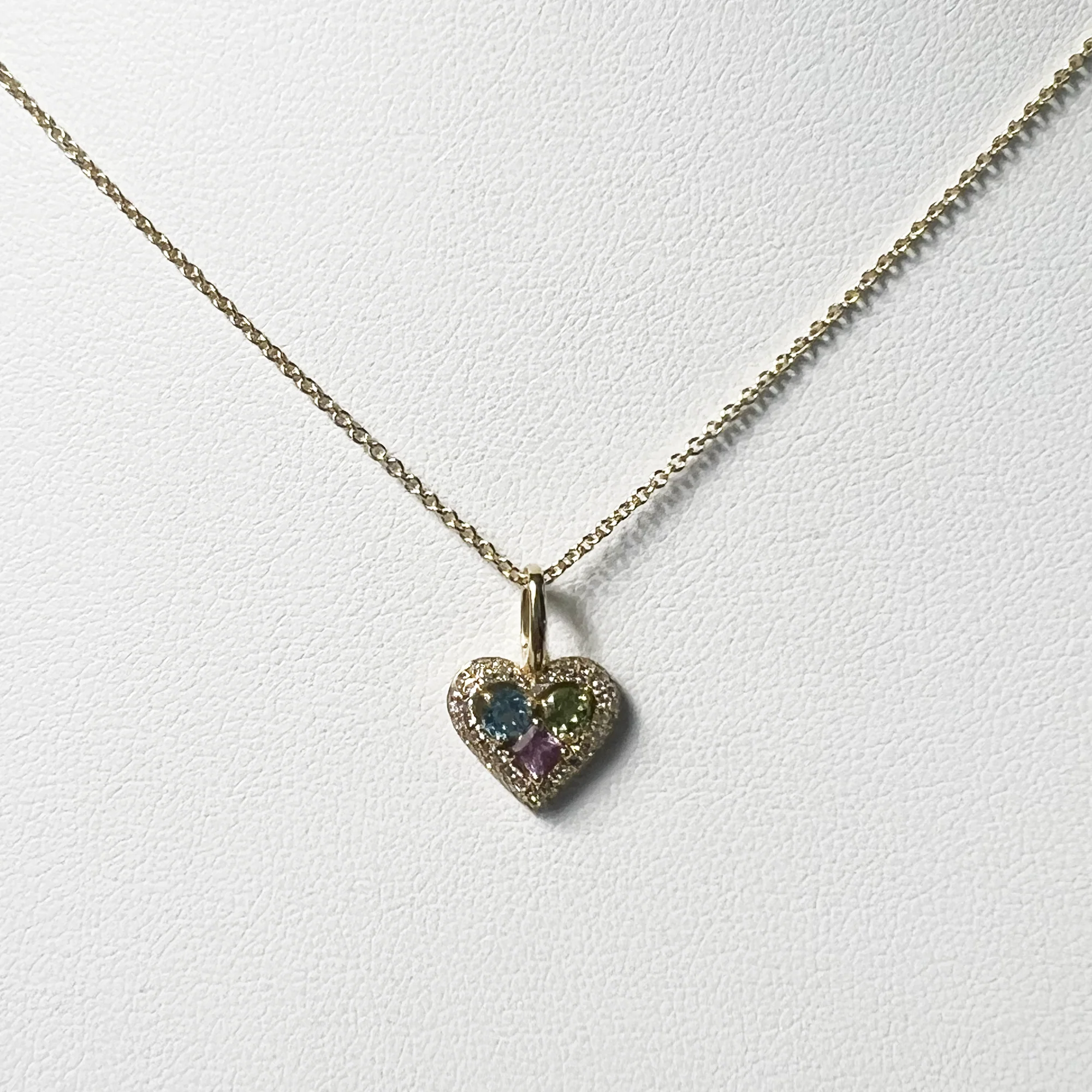 Gemstone Pave Piece of My Heart Charm | 14K Yellow Gold | White Diamond