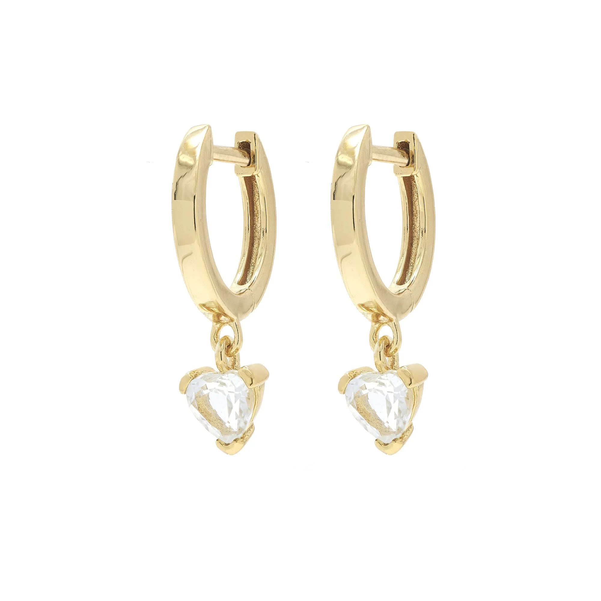 Heart Huggie | Gold Vermeil | 5 mm White Topaz