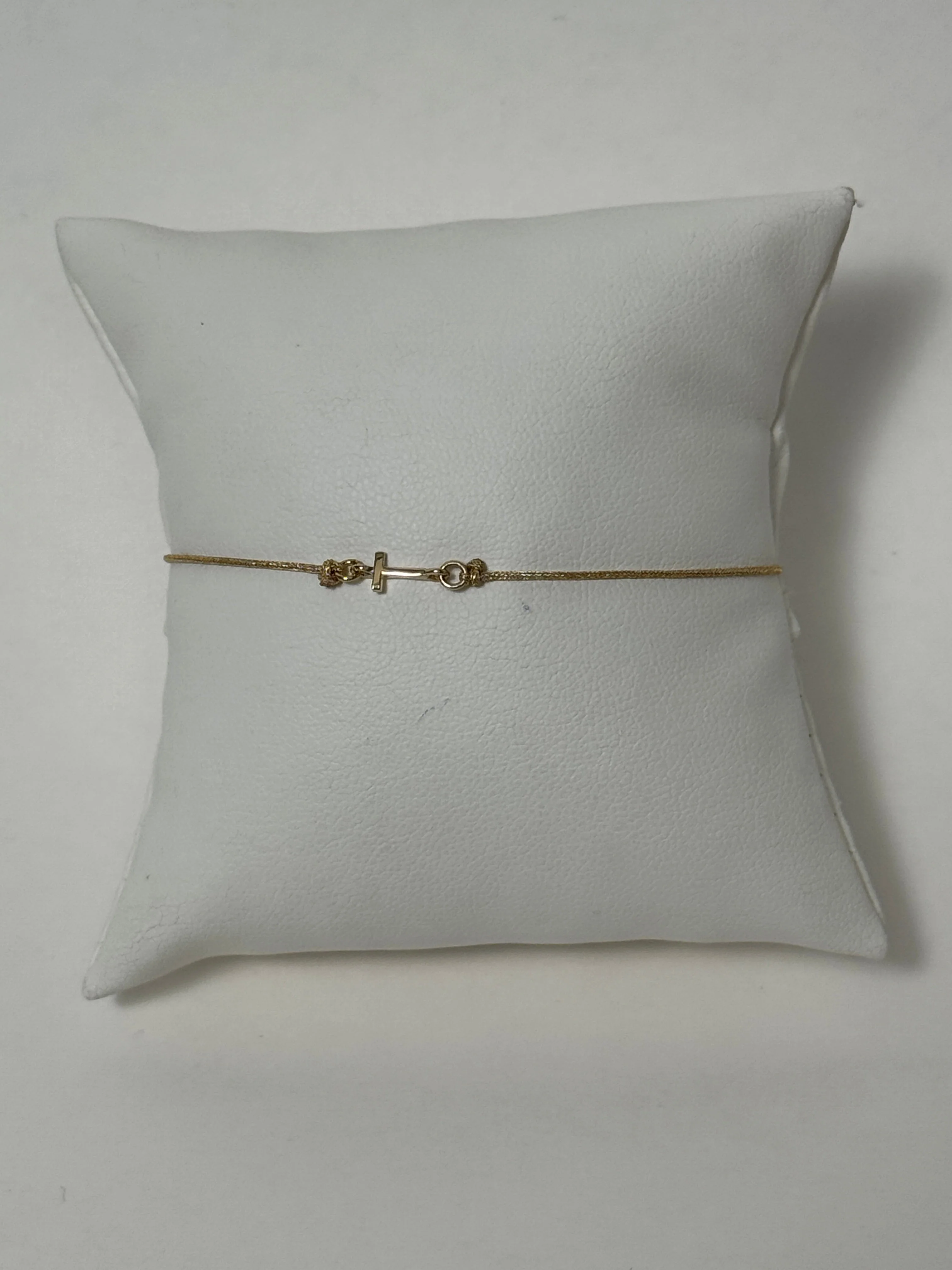 Initial Friendship Bracelet, Gold | 10K Yellow Gold | Gold Adjustable Cord - Image 2
