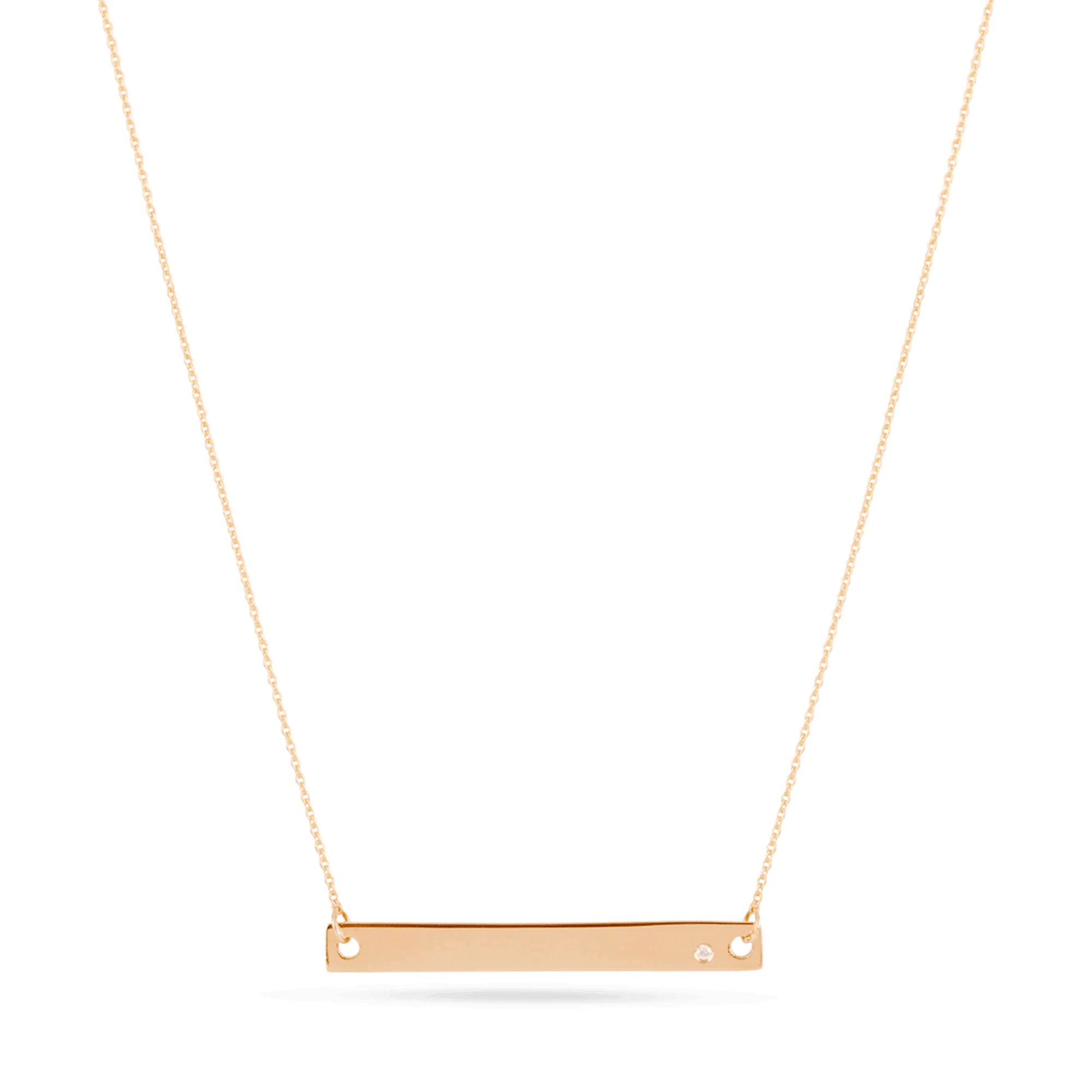 Medium Horizontal Bar Necklace with Diamond | 10K Yellow Gold | 0.005 CTW 1 mm Round White Diamond