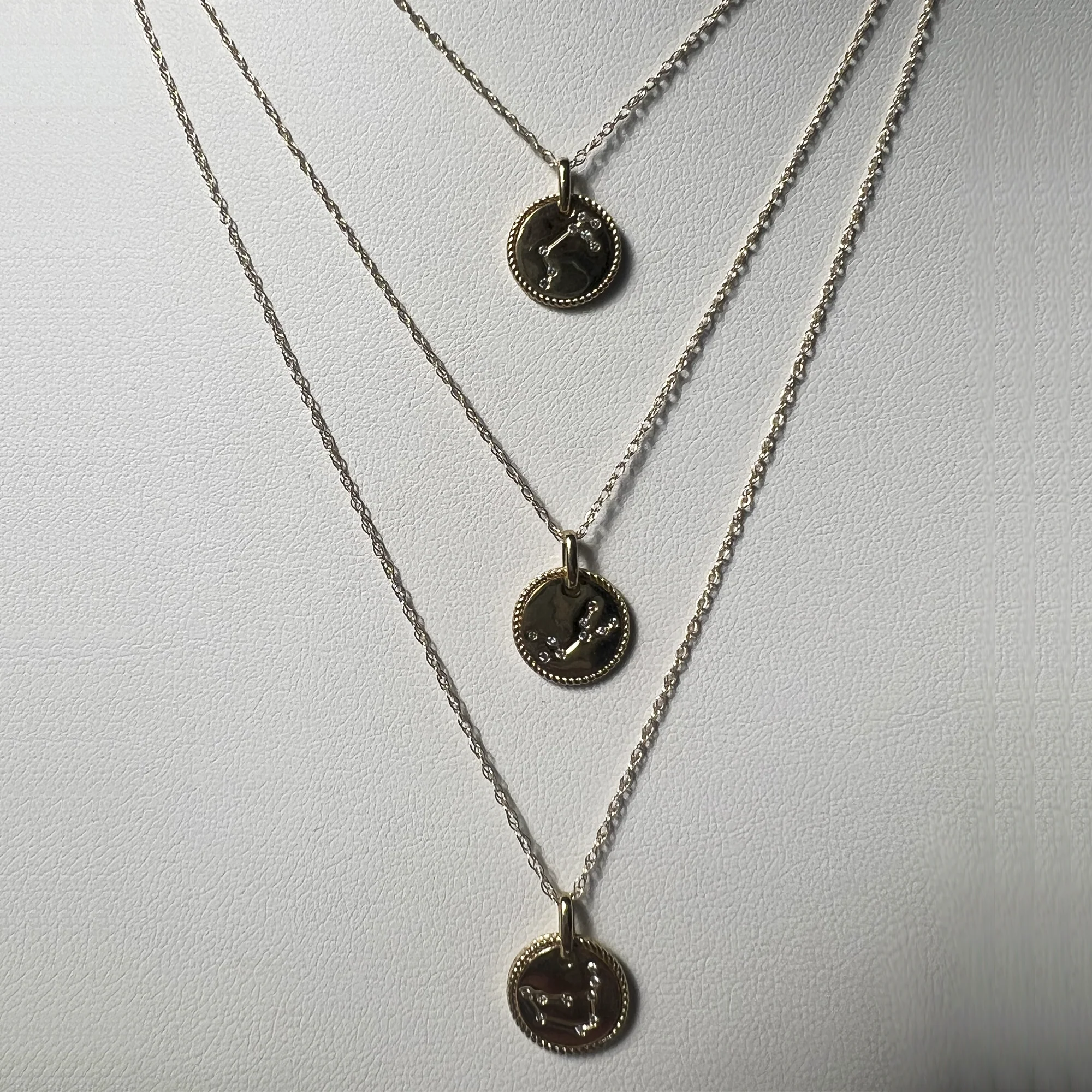 Mini Zodiac Medallion Pendant Necklace | 10K Yellow Gold