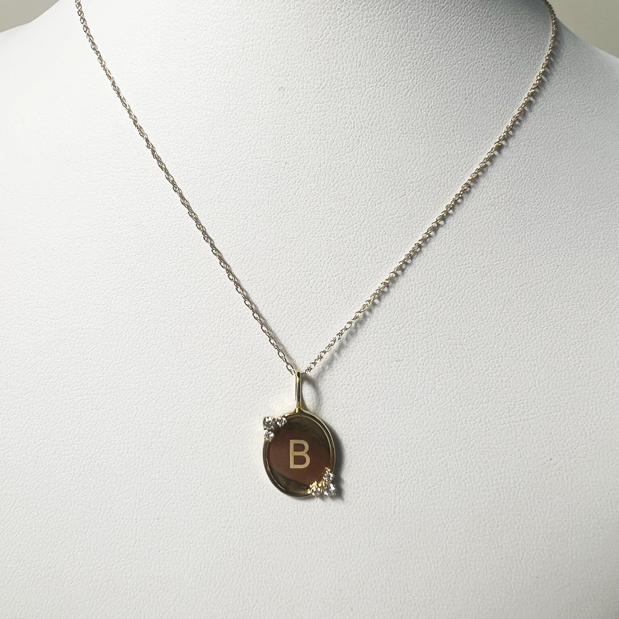 Mirror, Mirror Initial Necklace | 10K Yellow Gold | White Diamond