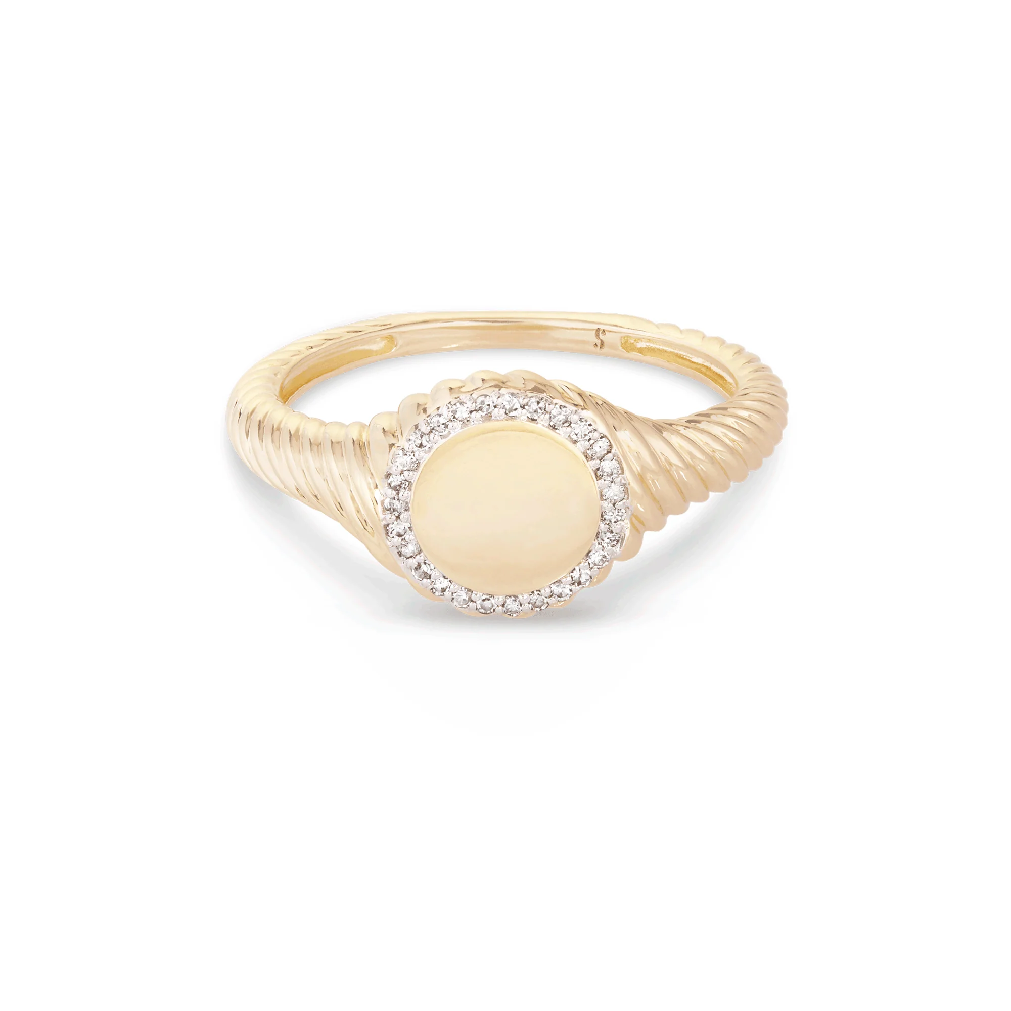 Moore Pave Signet Ring | 10K Yellow Gold | 0.08 CTW White Diamond