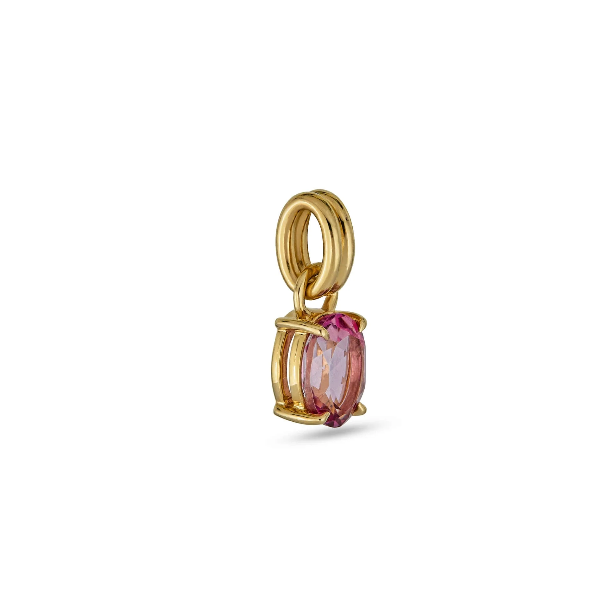 Oval Cut Gemstone Mood Charms | 14K Yellow Gold | Green Tourmaline - Image 2