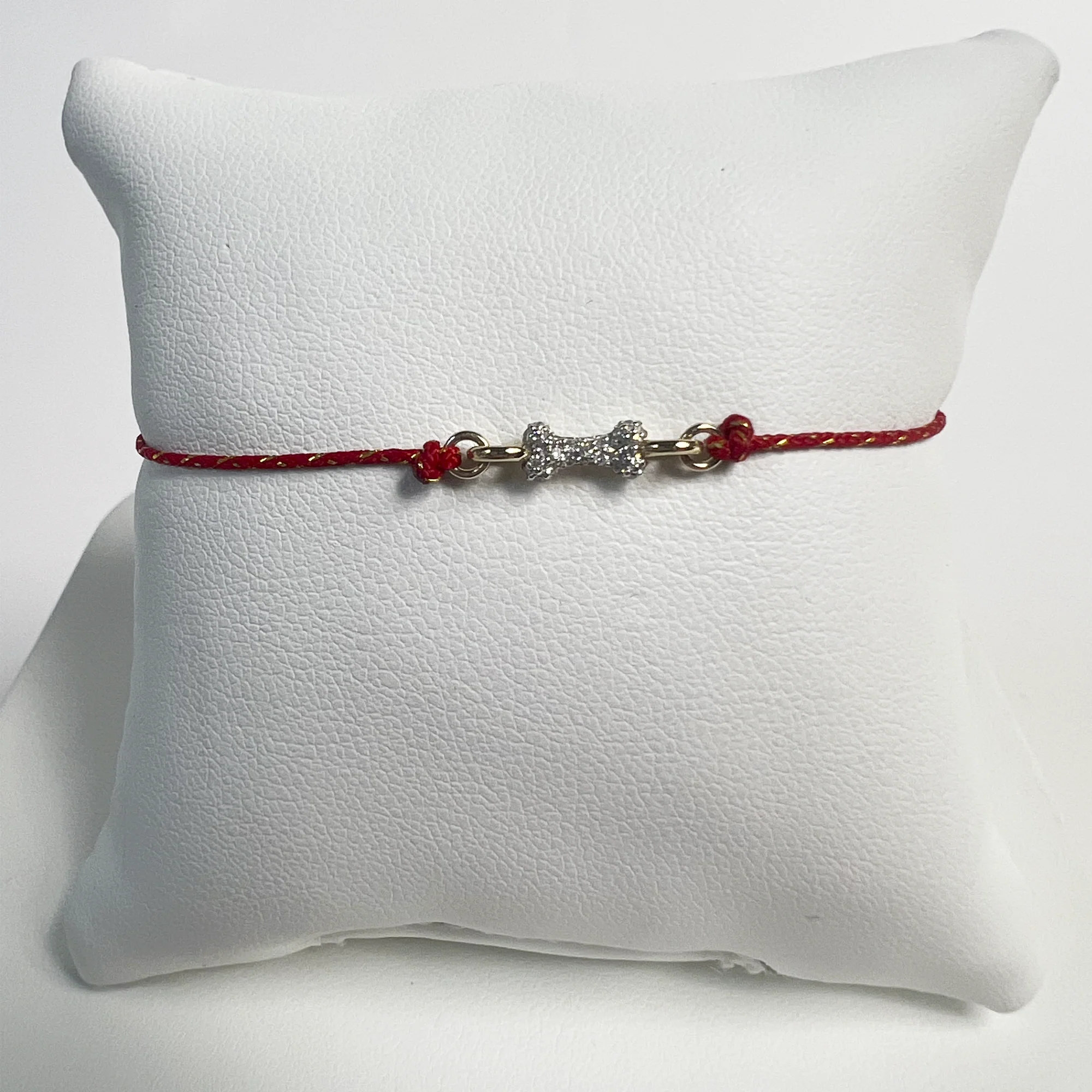 Pave Bone Friendship Bracelet | 10K Yellow Gold | White Diamond