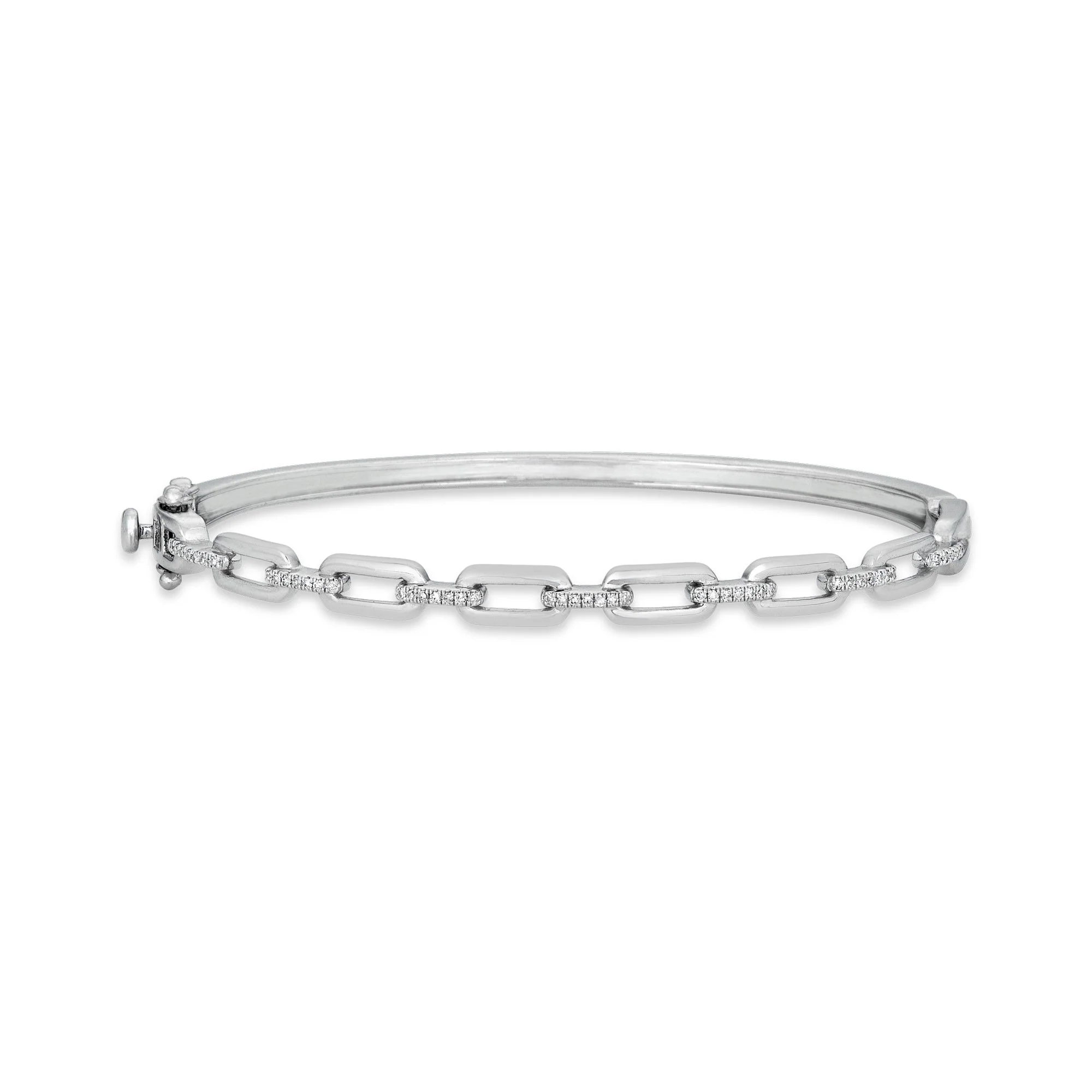 Pave Diamond Open Link Cuff | 14K Yellow Gold | White Diamond