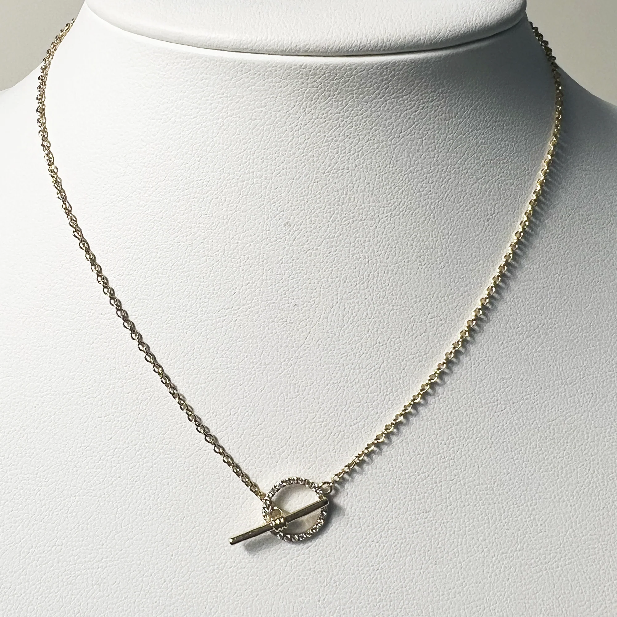 Pave Diamond Toggle Clasp Choker - Thin | 14K Yellow Gold | White Diamond