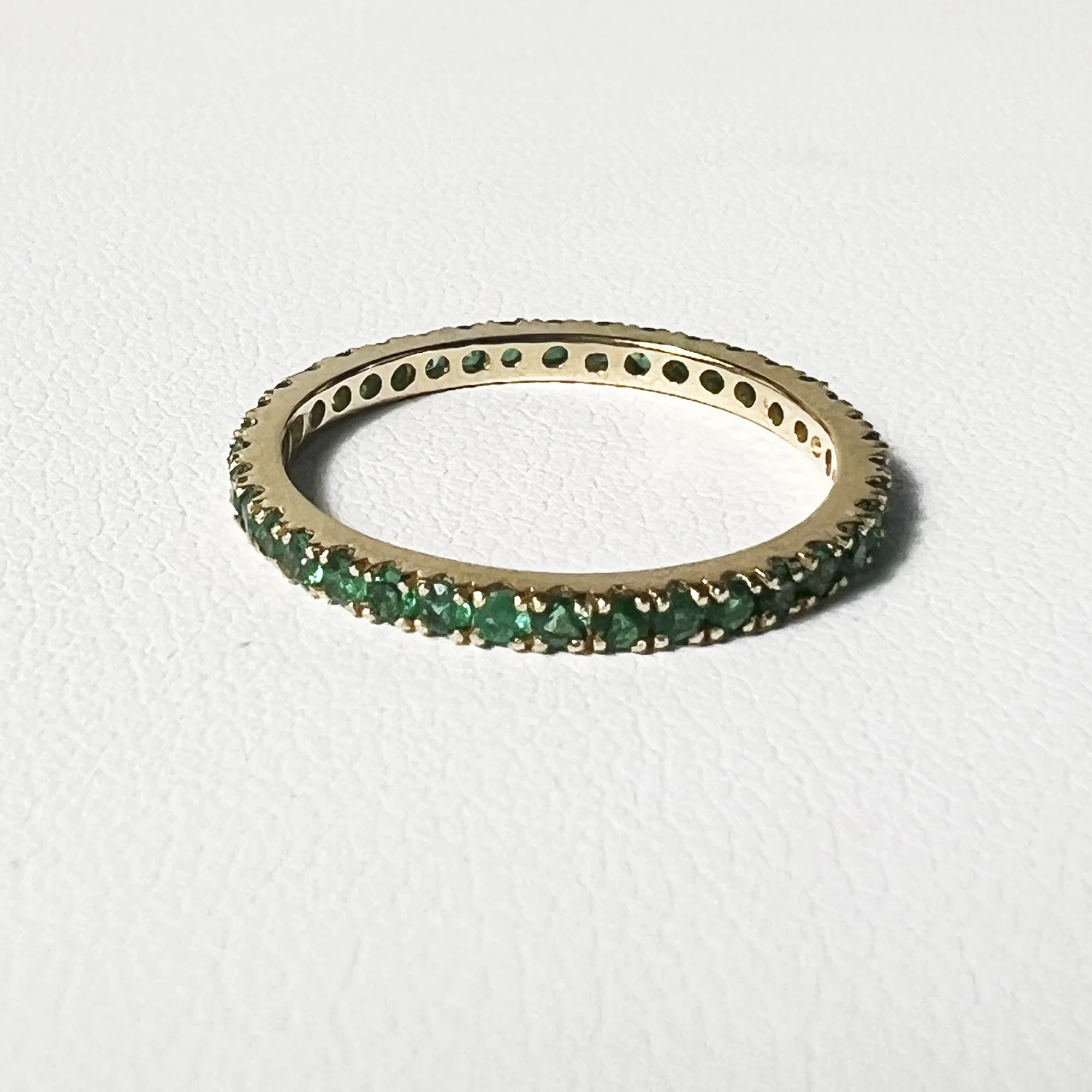 Pave Eternity Band | 14K Yellow Gold | 0.58 CTW Green Emerald