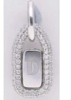 Pave Framed Dog Tag Charm | Sterling Silver | White Lab Diamond - Image 2