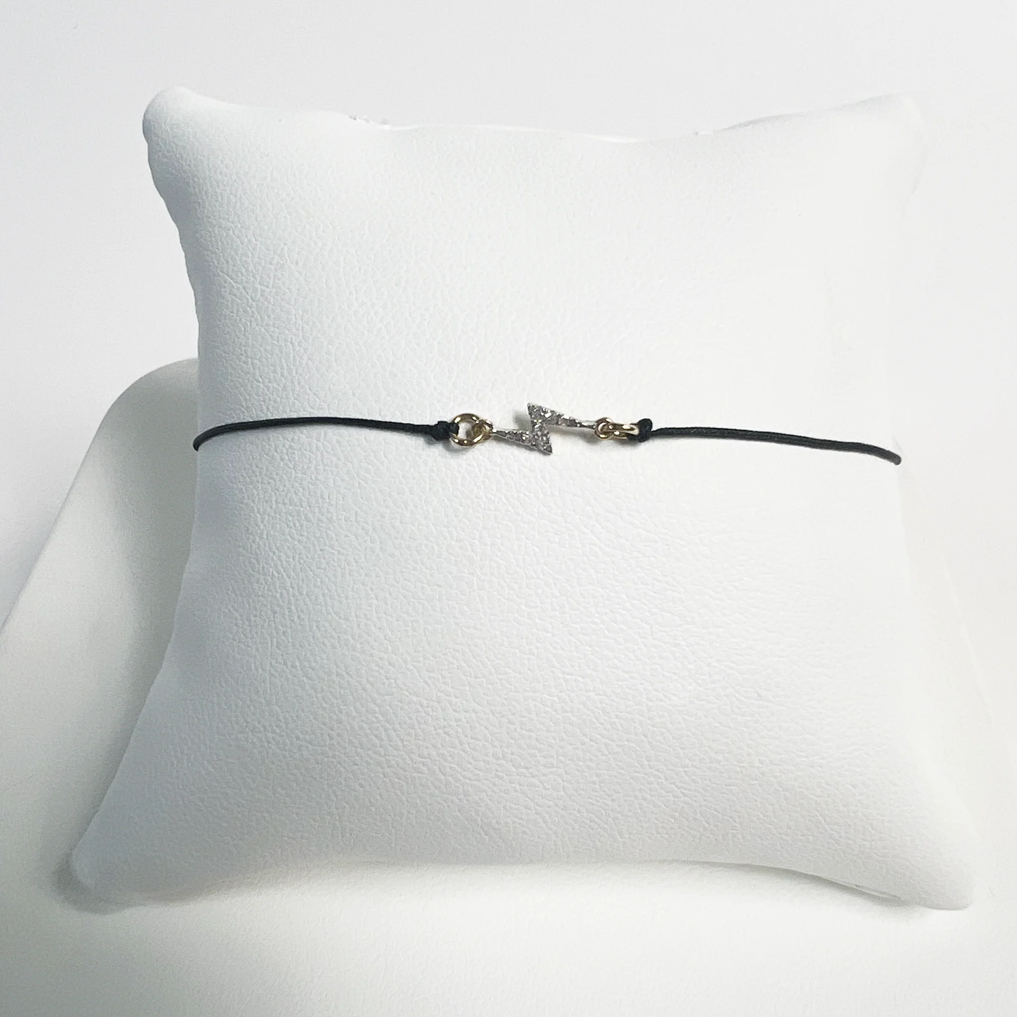 Pave Lightning Bolt Friendship Bracelet | 10K Yellow Gold | White Diamond