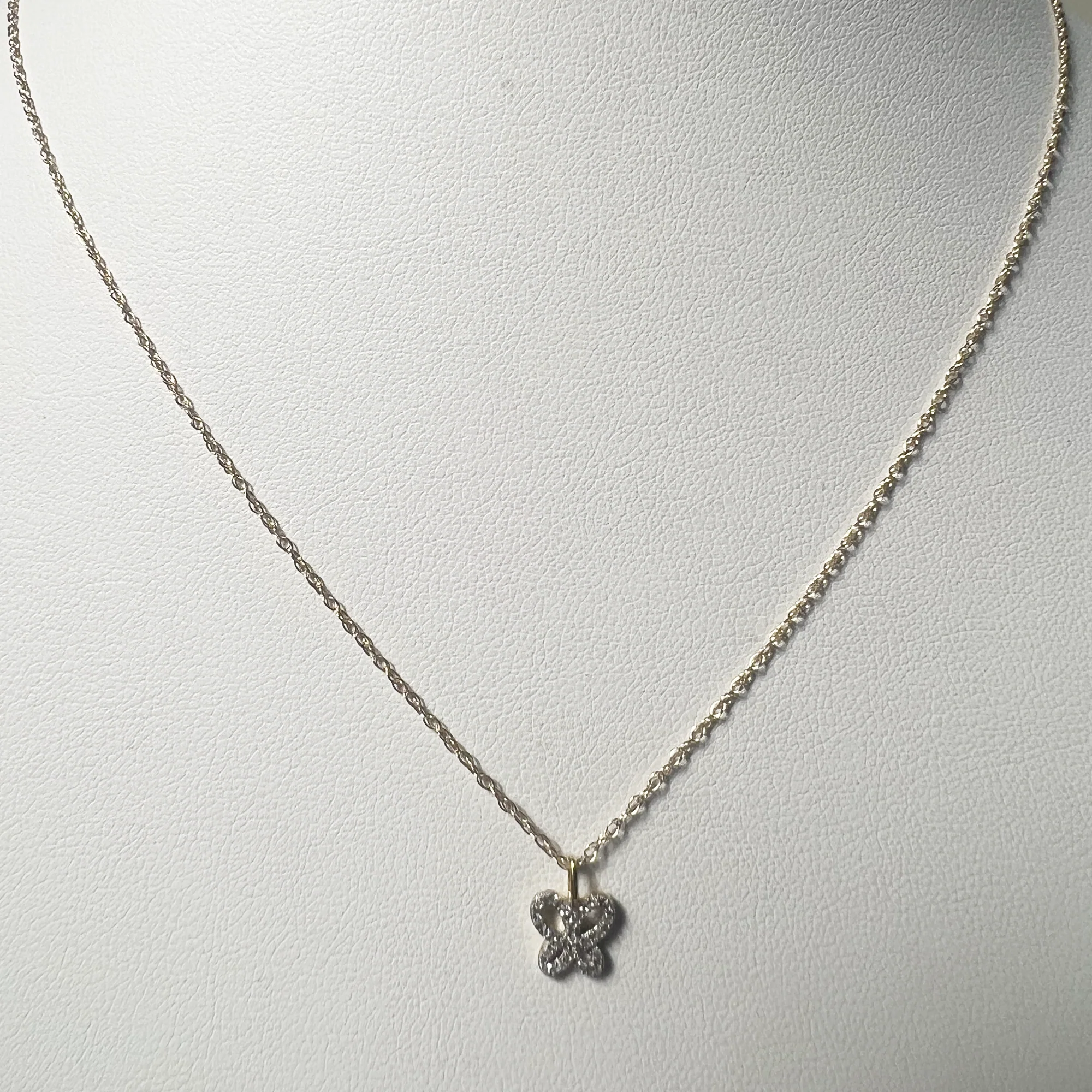 Pave Open Butterfly Necklace | 10K Yellow Gold | White Pave Diamond
