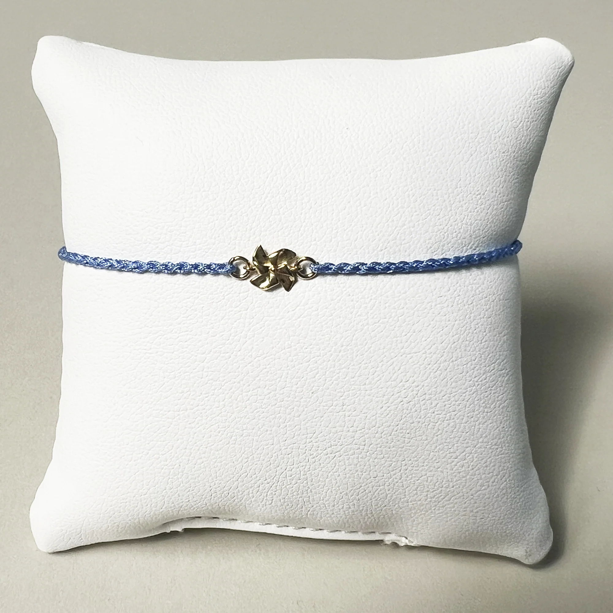 Pinwheel Cord Bracelet | 10K Yellow Gold | Light Blue