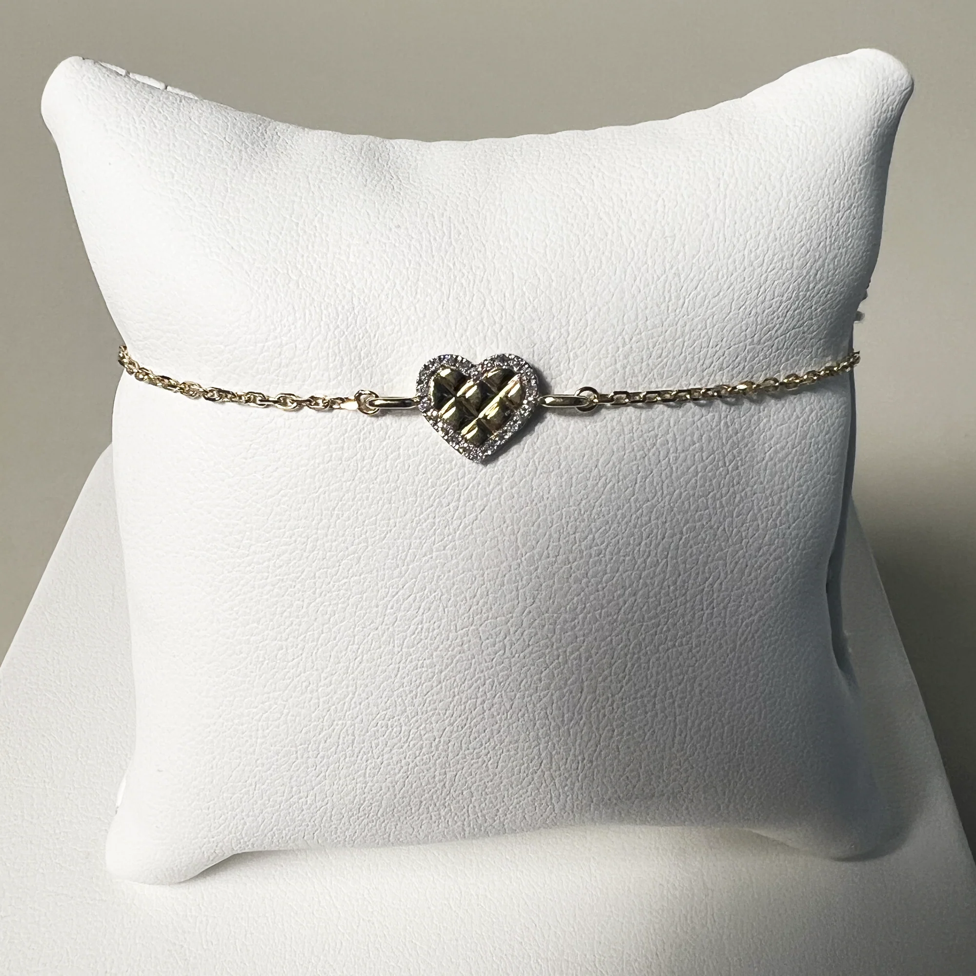 Puff Puff Pave Heart Bracelet | 14K Yellow Gold | 0.06 CTW (Approx) White Diamond
