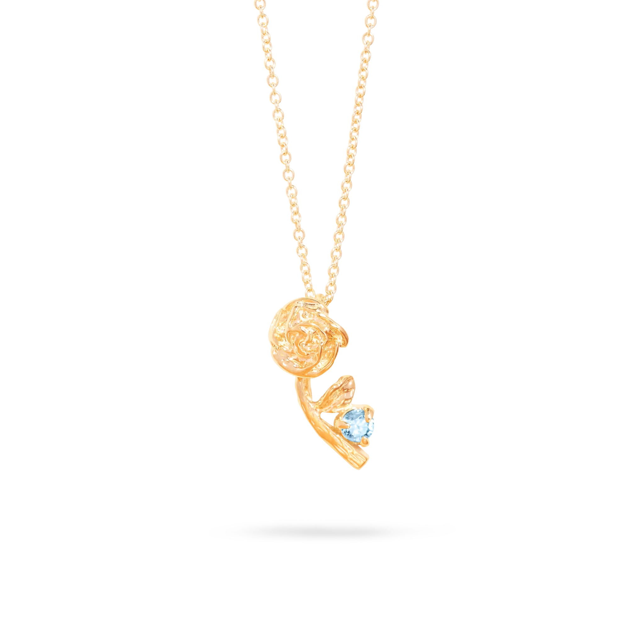 Rose Charm With Birthstone Necklace | 10K Yellow Gold - Image 2