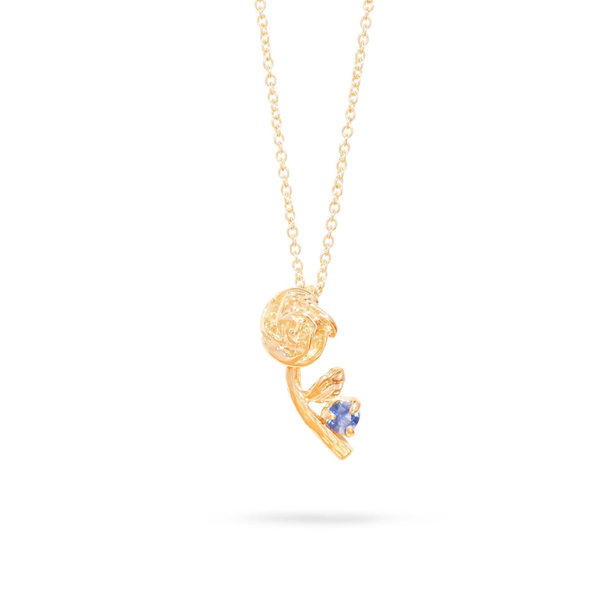 Rose Charm With Birthstone Necklace | 10K Yellow Gold - Image 3