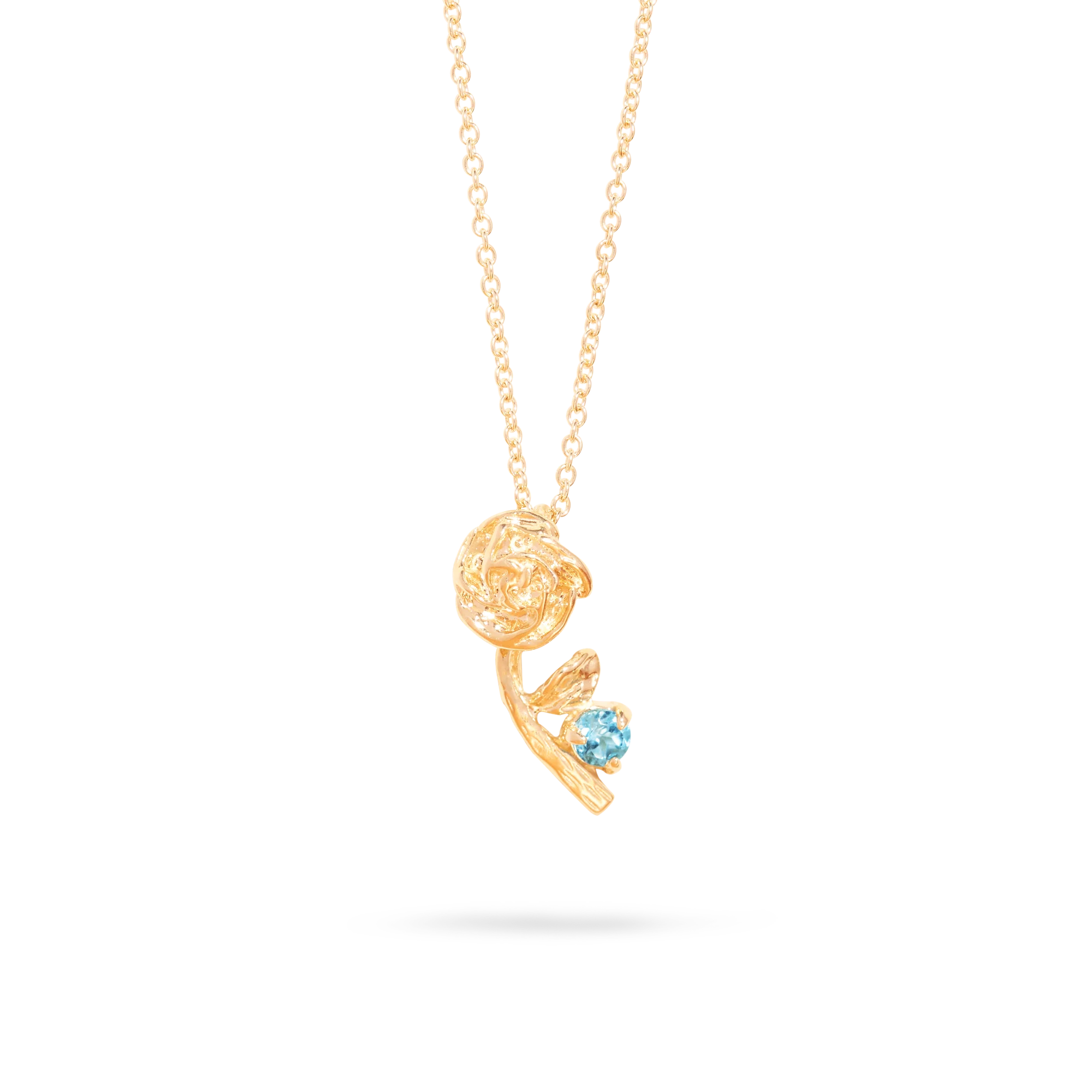 Rose Charm With Birthstone Necklace | 10K Yellow Gold - Image 4