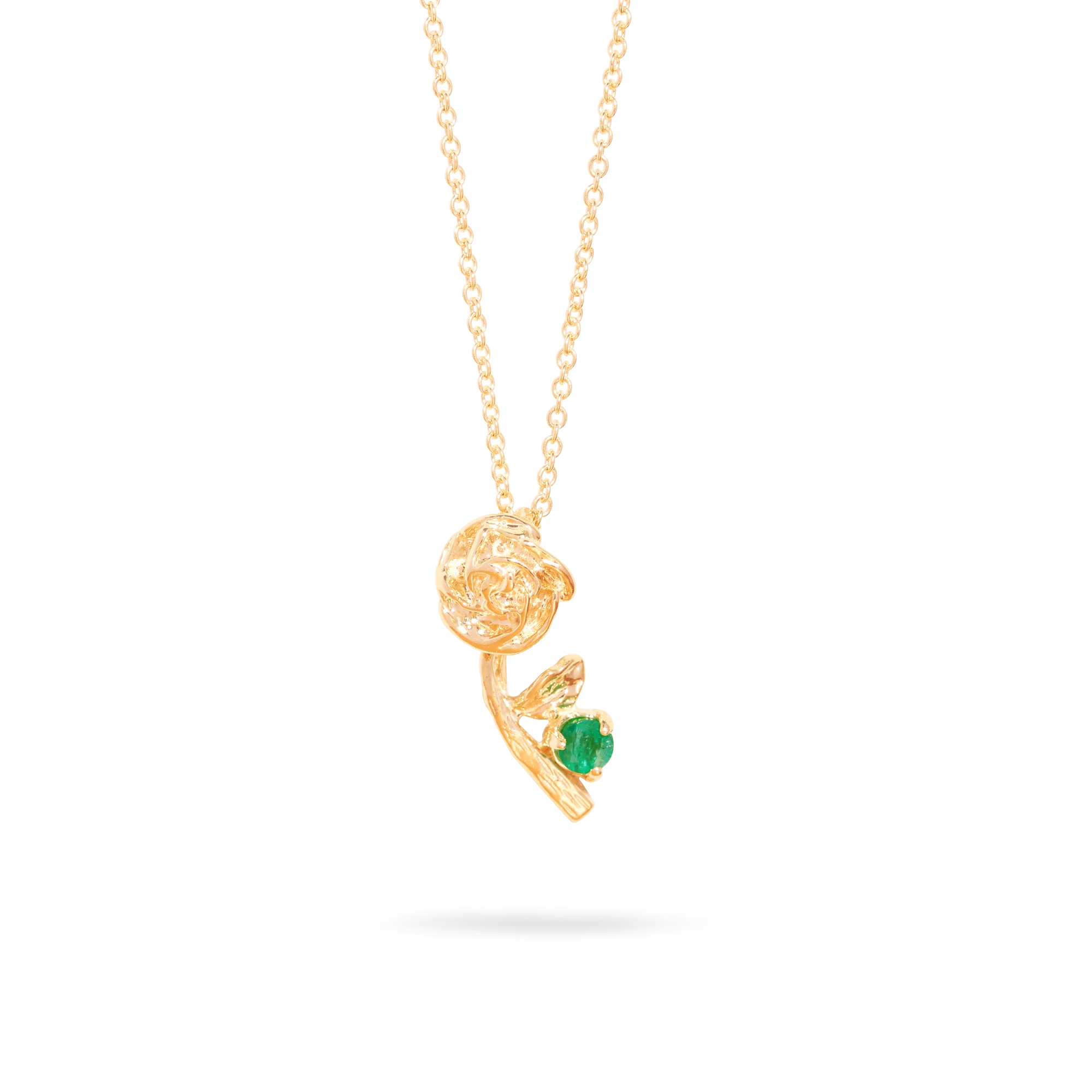 Rose Charm With Birthstone Necklace | 10K Yellow Gold - Image 5
