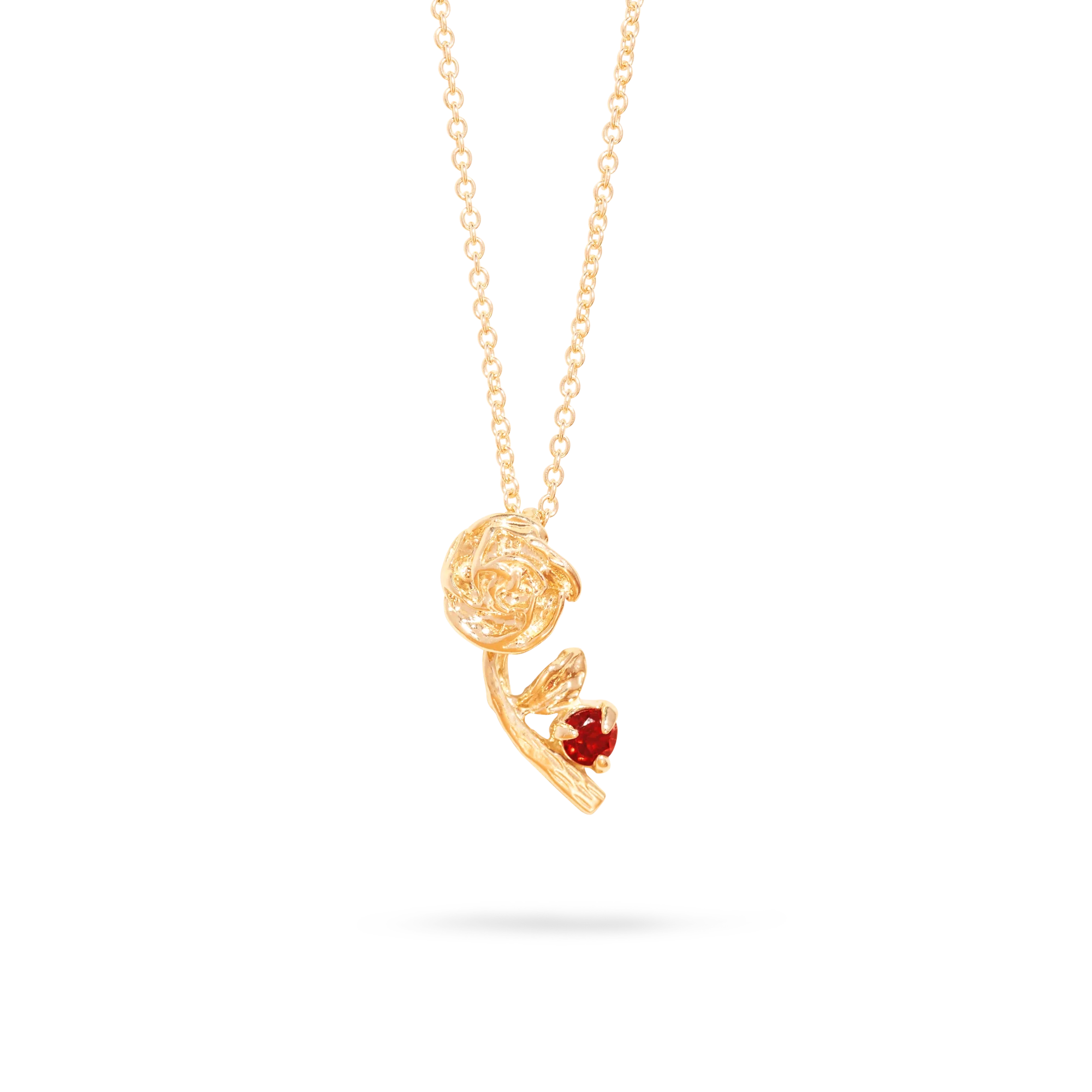 Rose Charm With Birthstone Necklace | 10K Yellow Gold - Image 6