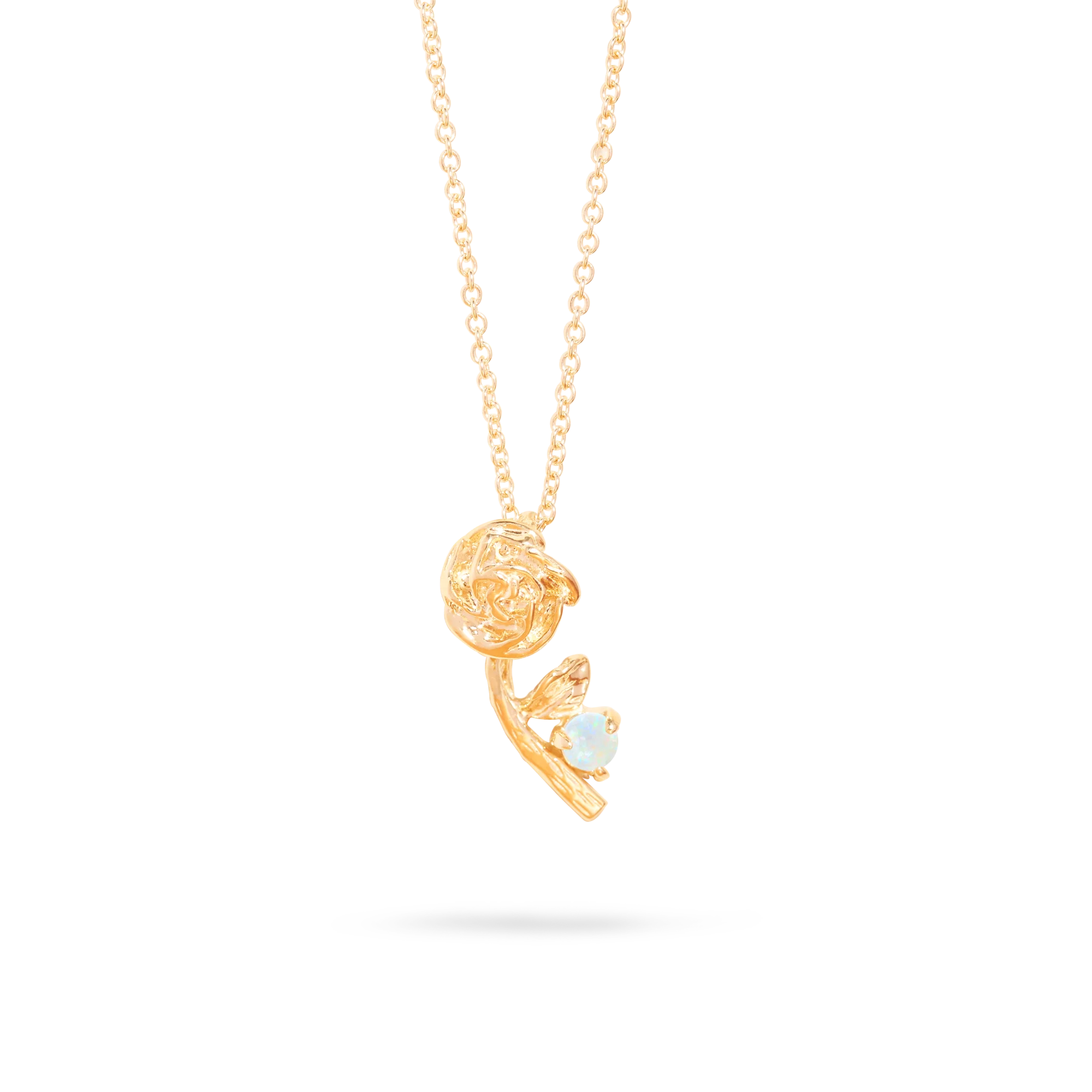 Rose Charm With Birthstone Necklace | 10K Yellow Gold - Image 7
