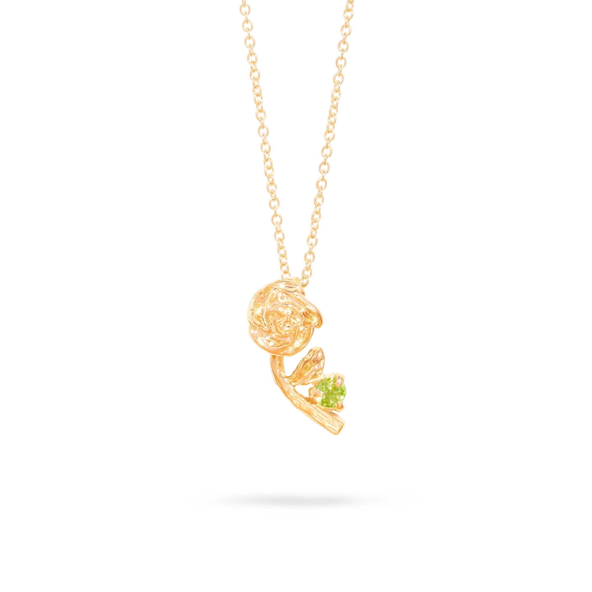 Rose Charm With Birthstone Necklace | 10K Yellow Gold - Image 8