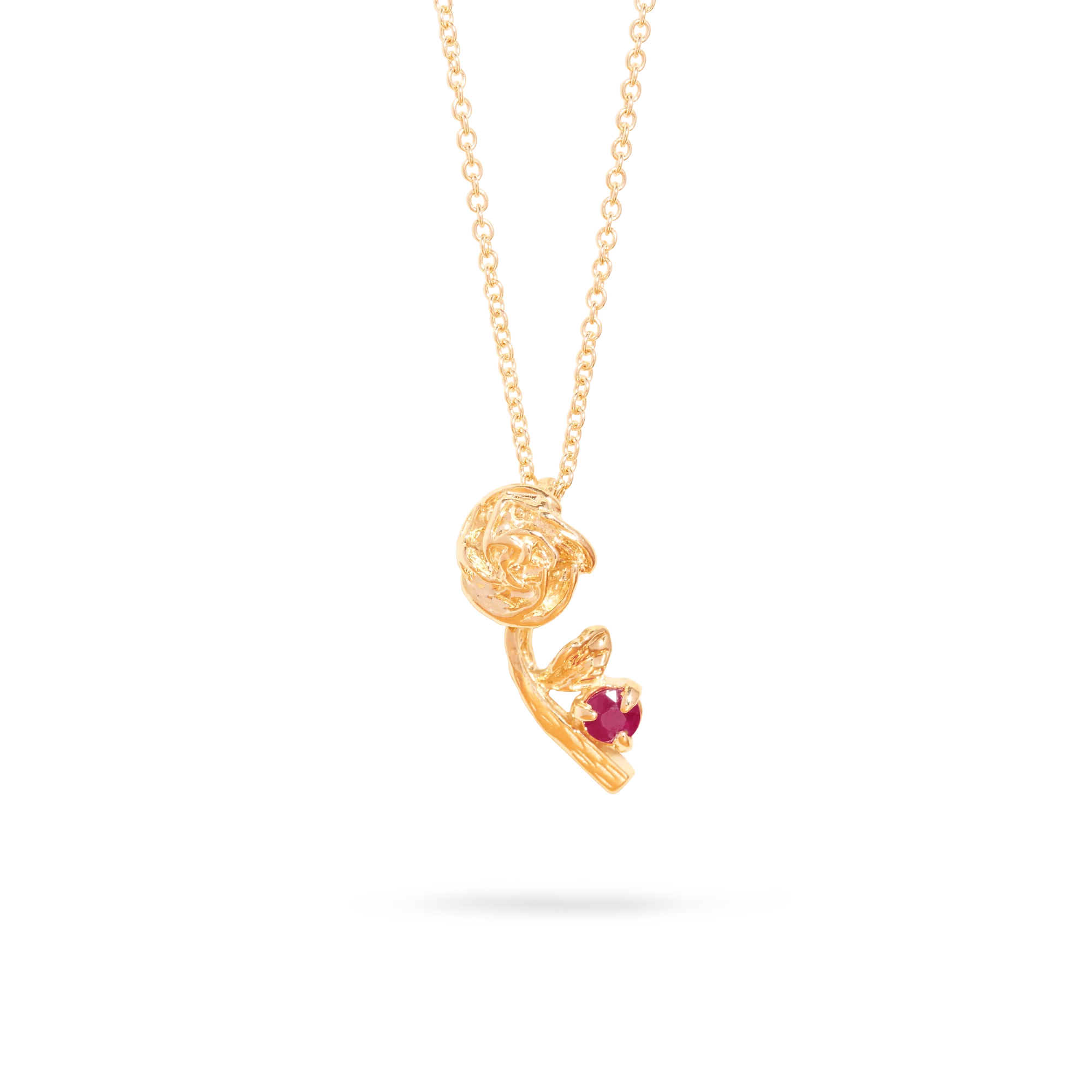 Rose Charm With Birthstone Necklace | 10K Yellow Gold - Image 9