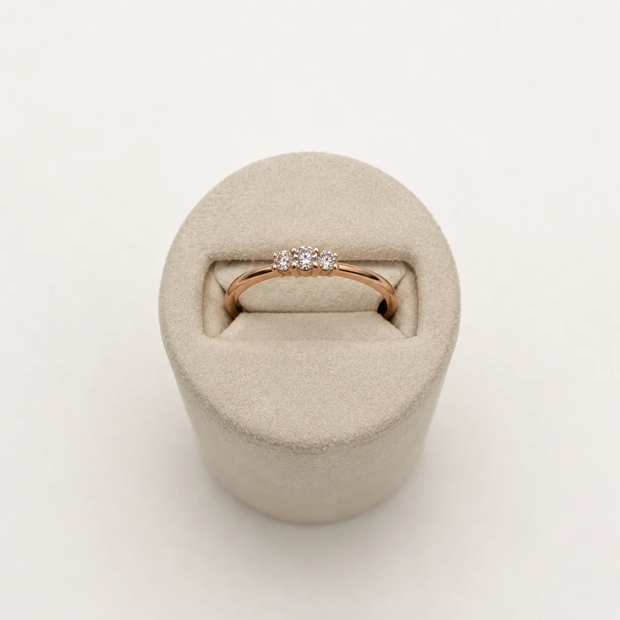 Round Diamond Trio Ring | 14K Rose Gold | Round White Diamond