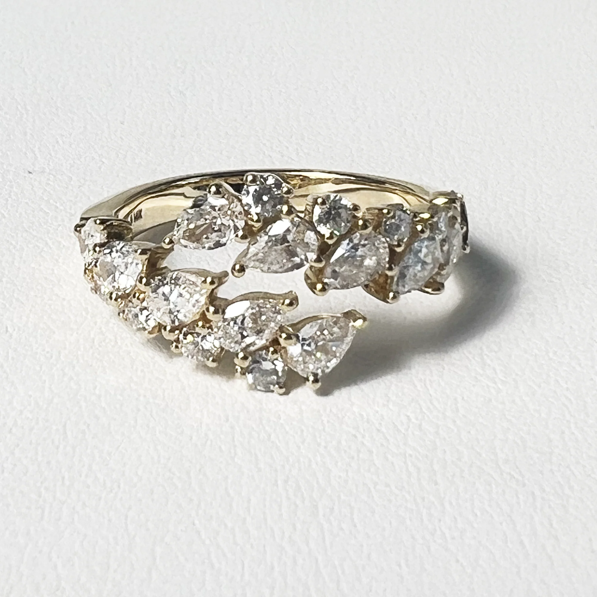 Round Pear Hug Ring | 14K Yellow Gold | 1.38 CTW (Approx) White Lab Diamond