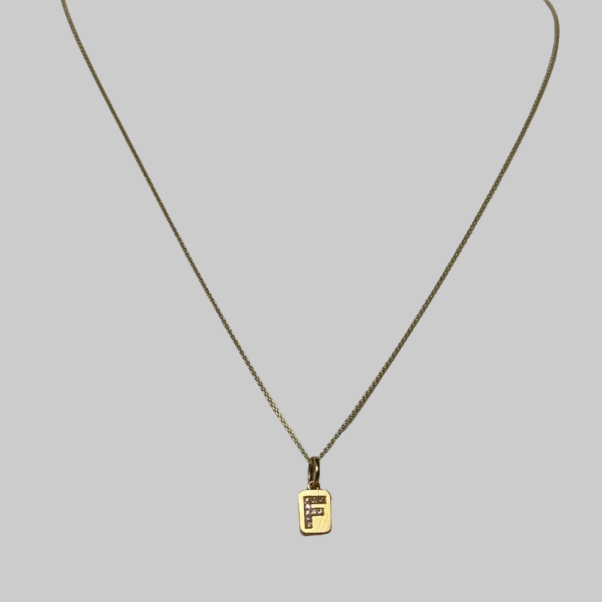 Spell It Out Diamond Initial Dog Tag Necklace | 14K Yellow Gold