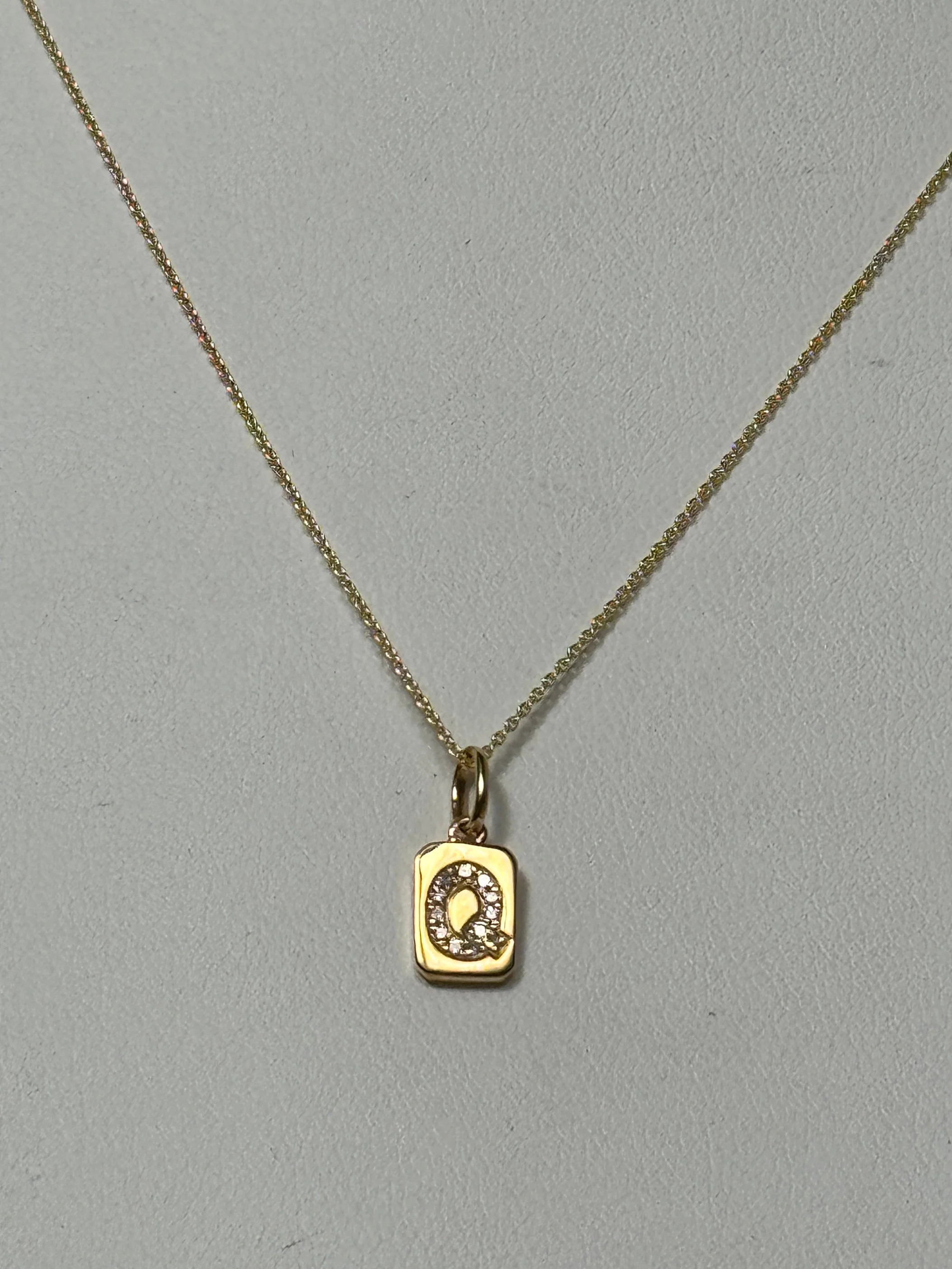 Spell It Out Diamond Initial Dog Tag Necklace | 14K Yellow Gold - Image 10